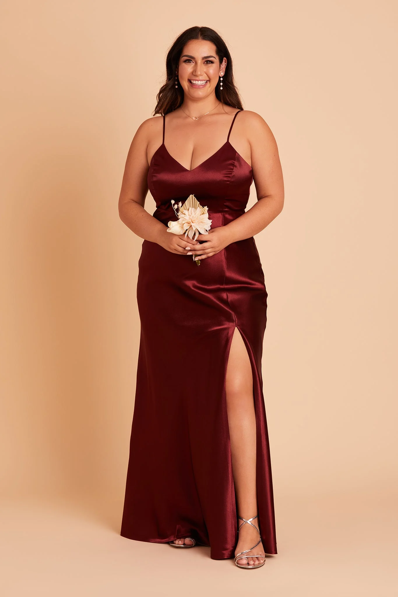 Jay Shiny Satin Dress - Cabernet - necksoother