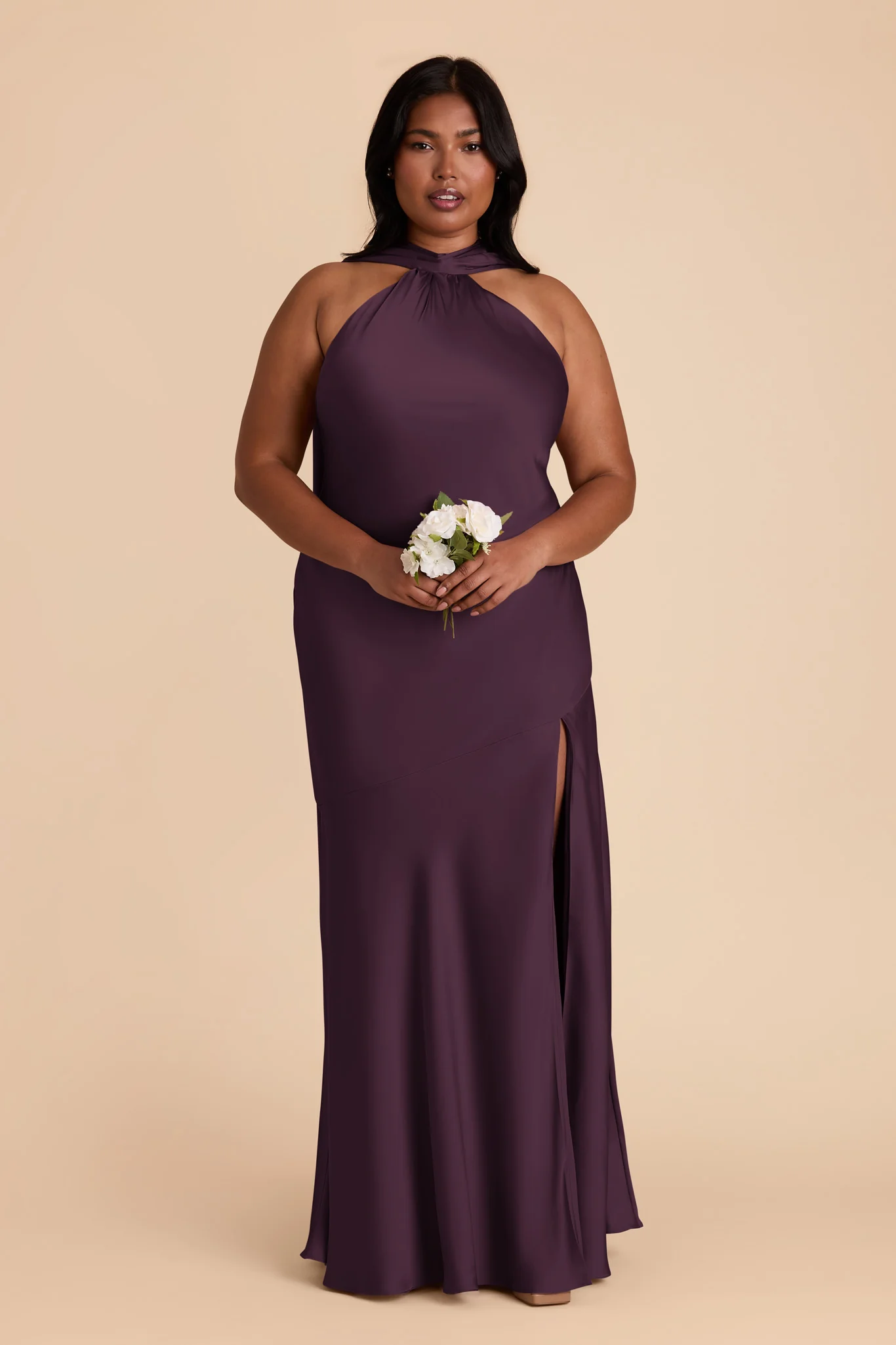 Eileen Matte Satin Dress - Plum - necksoother