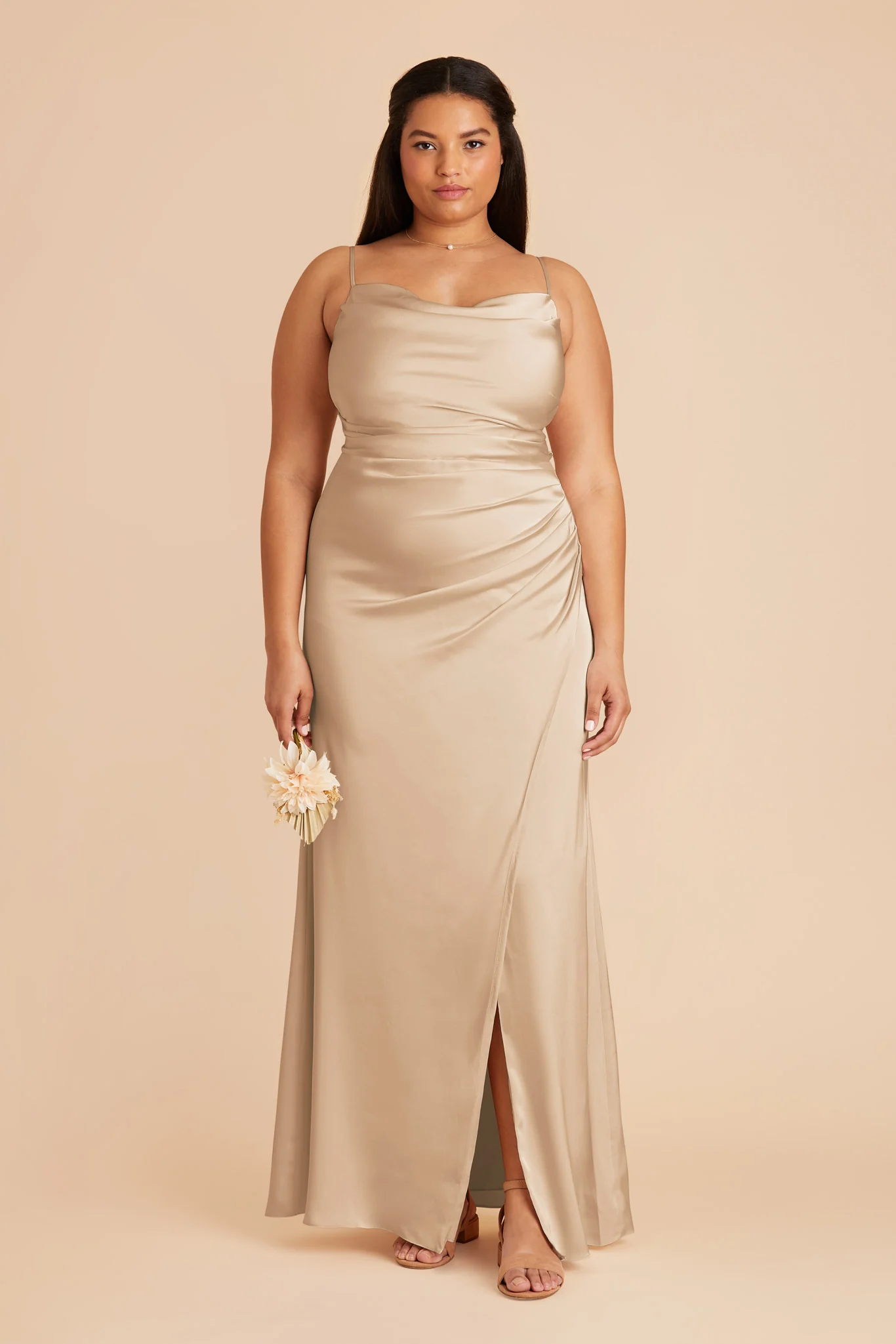 Lydia Matte Satin Dress - Gold - necksoother