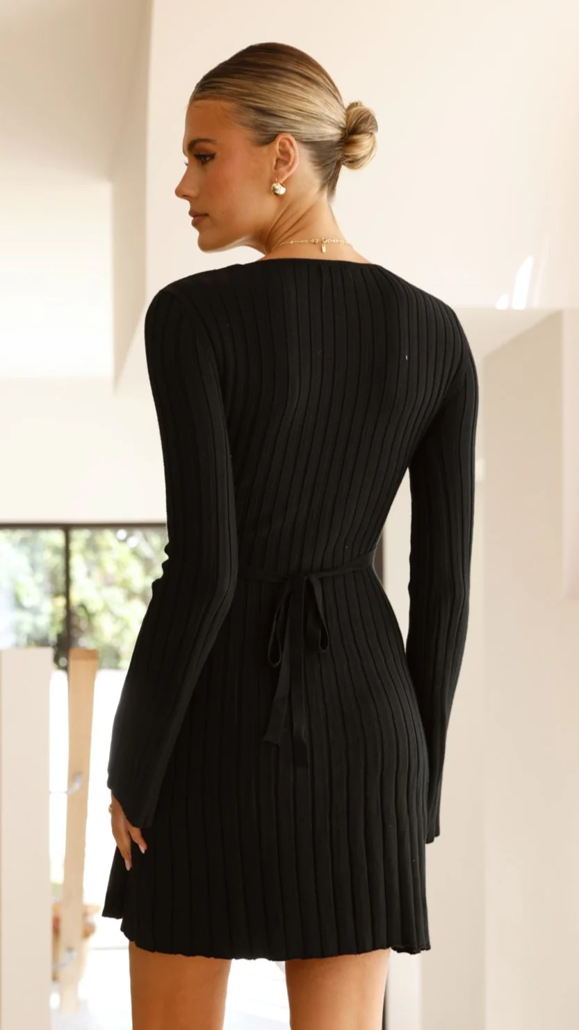 Marcella Mini Dress - Black - necksoother