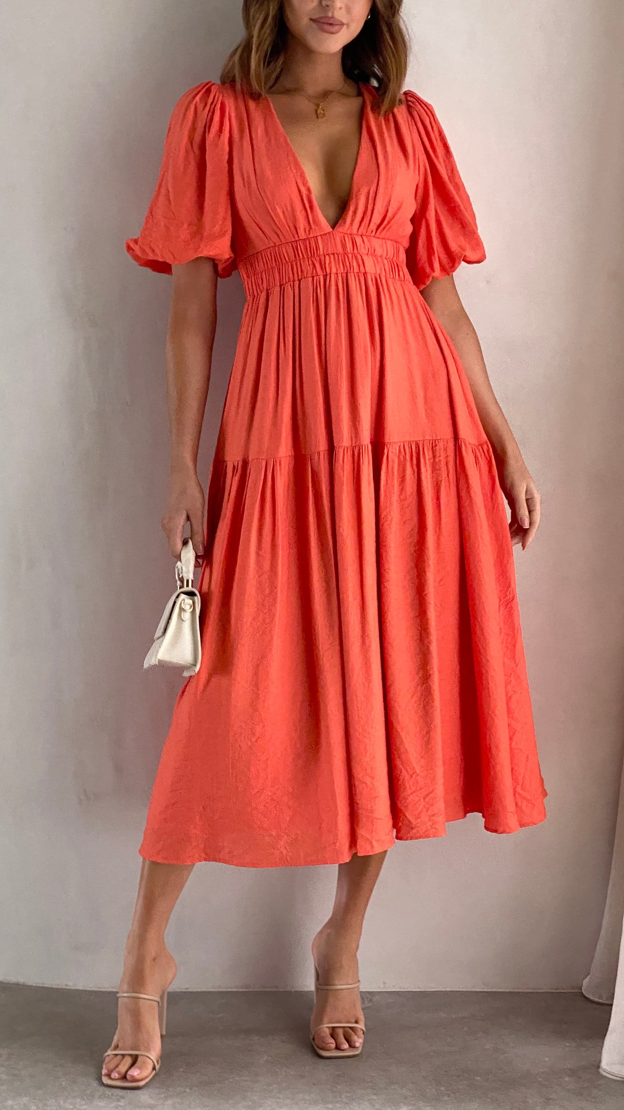 Erin Midi Dress - Melon - necksoother