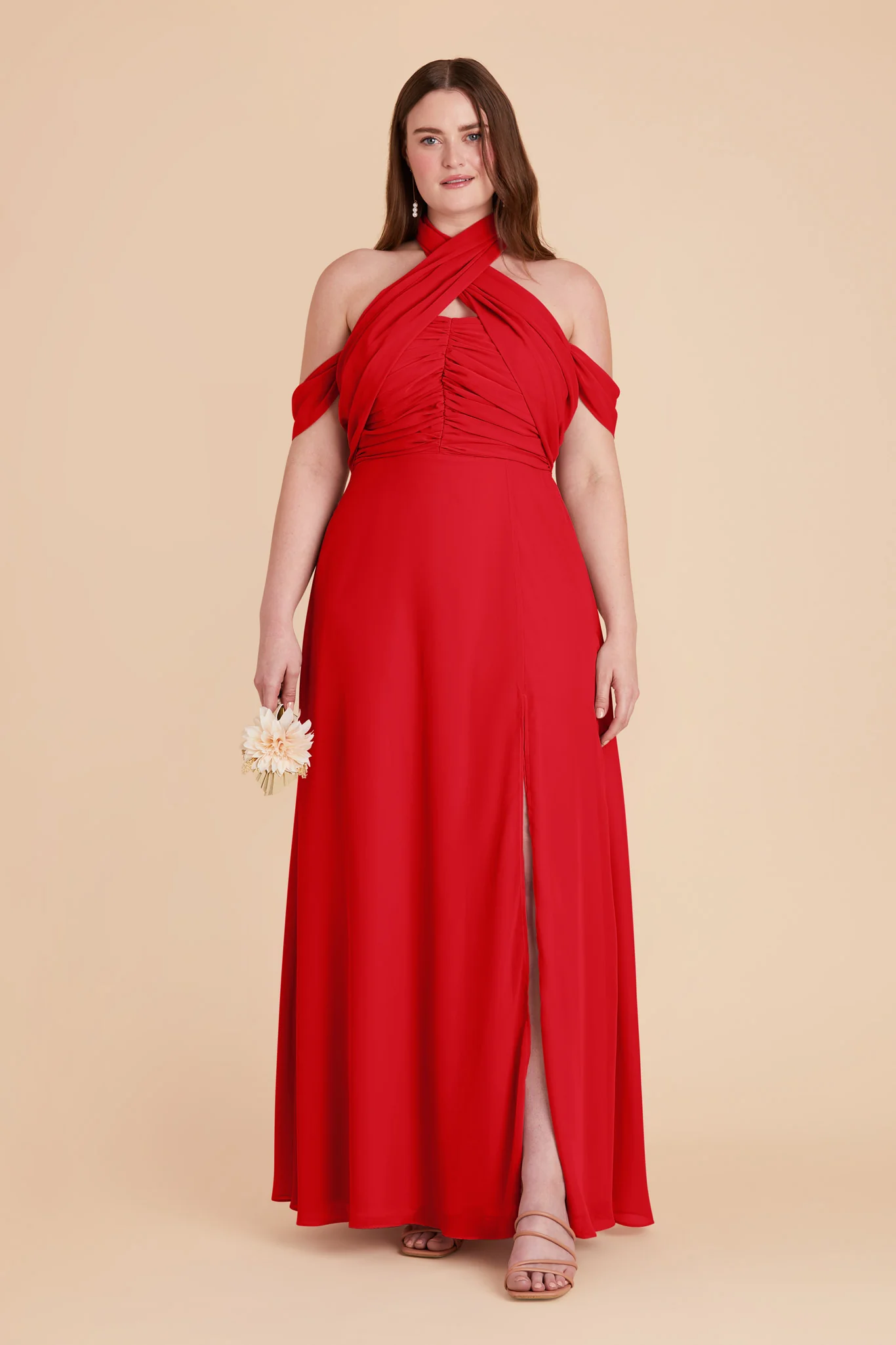 Cara Chiffon Dress - Ruby Red - necksoother