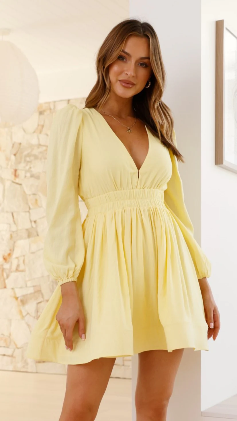 Charlotte Mini Dress - Yellow - necksoother