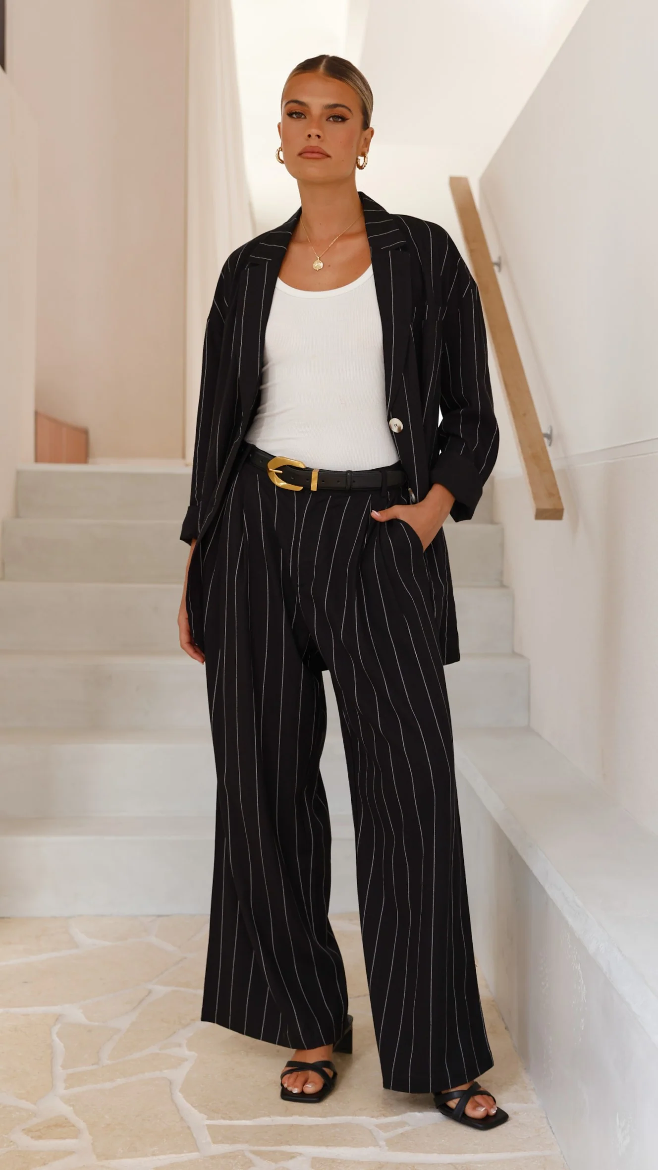 Thea Pants - Black Pinstripe - necksoother