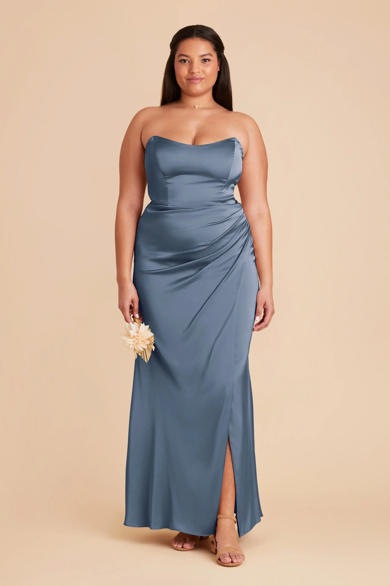 Anne Matte Satin Dress - French Blue - necksoother