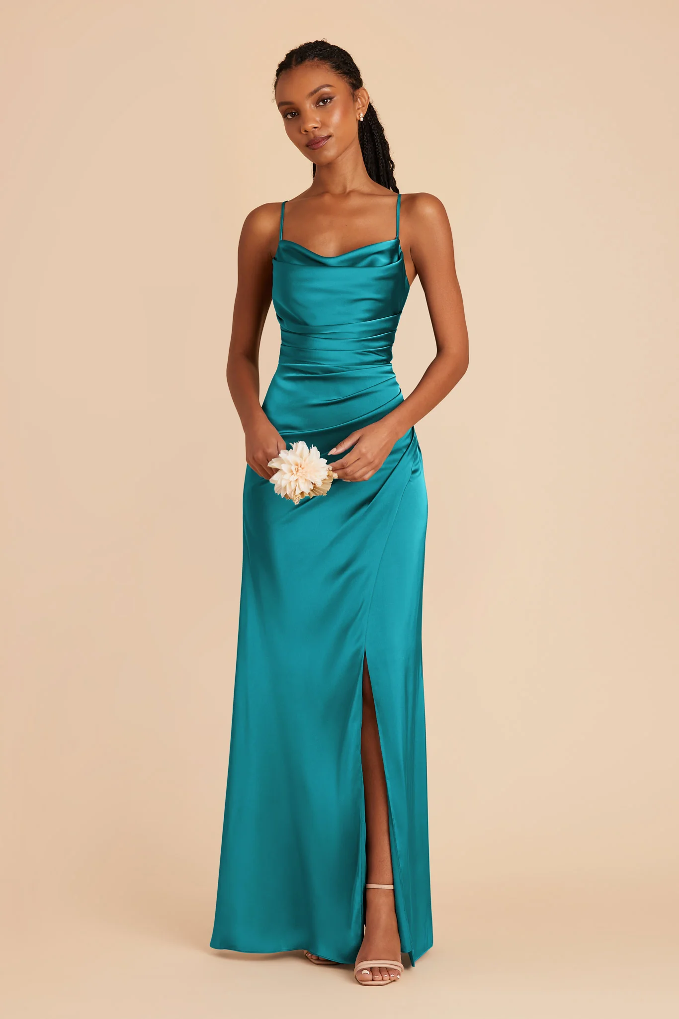 Lydia Matte Satin Dress - Teal - necksoother
