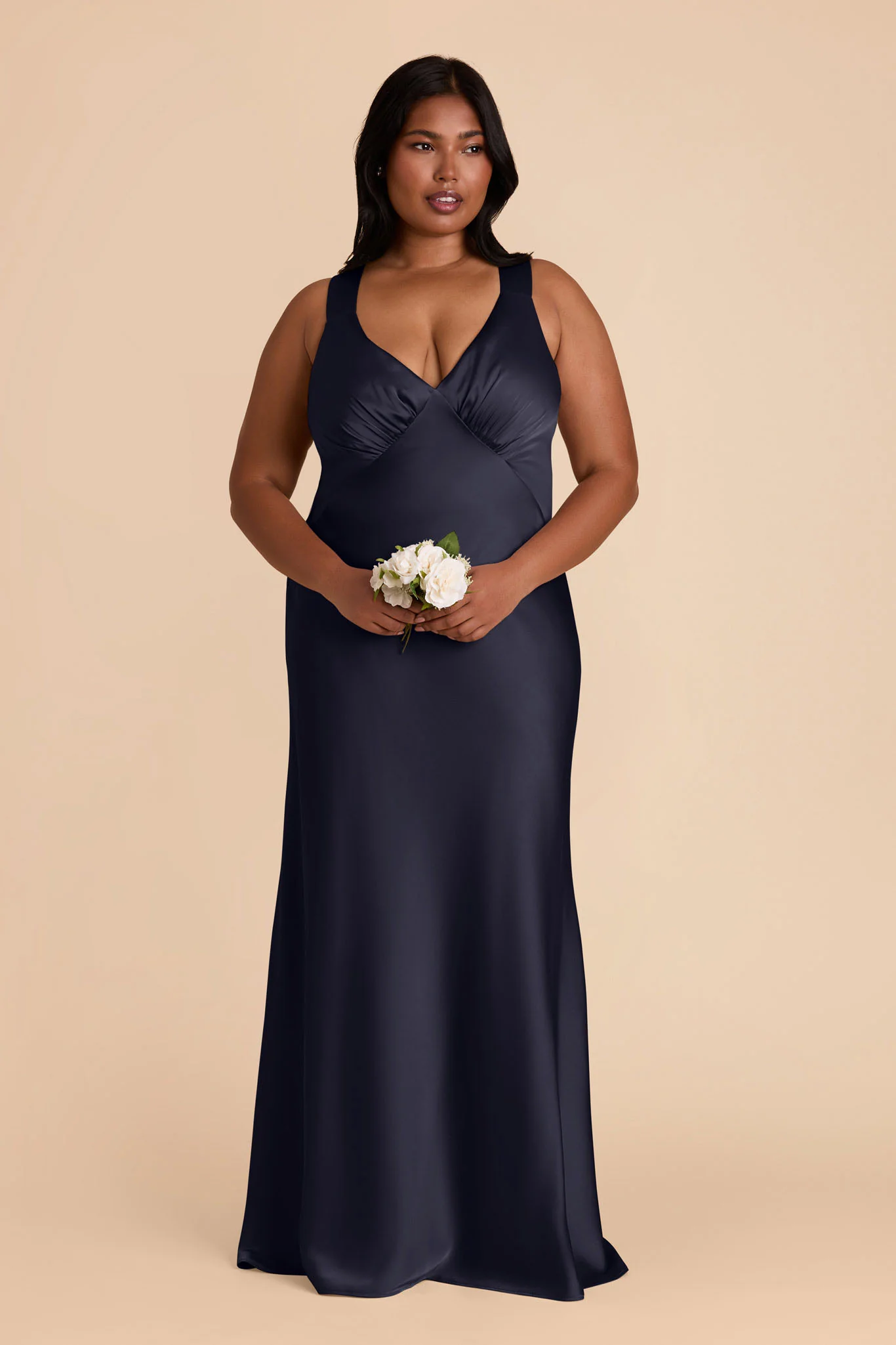 Veronica Matte Satin Dress - Navy - necksoother