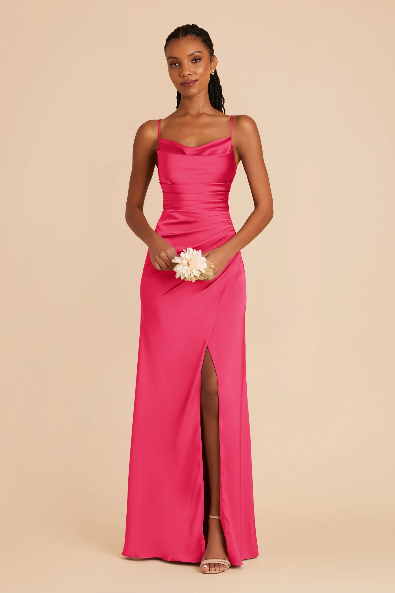 Lydia Matte Satin Dress - Fuchsia - necksoother
