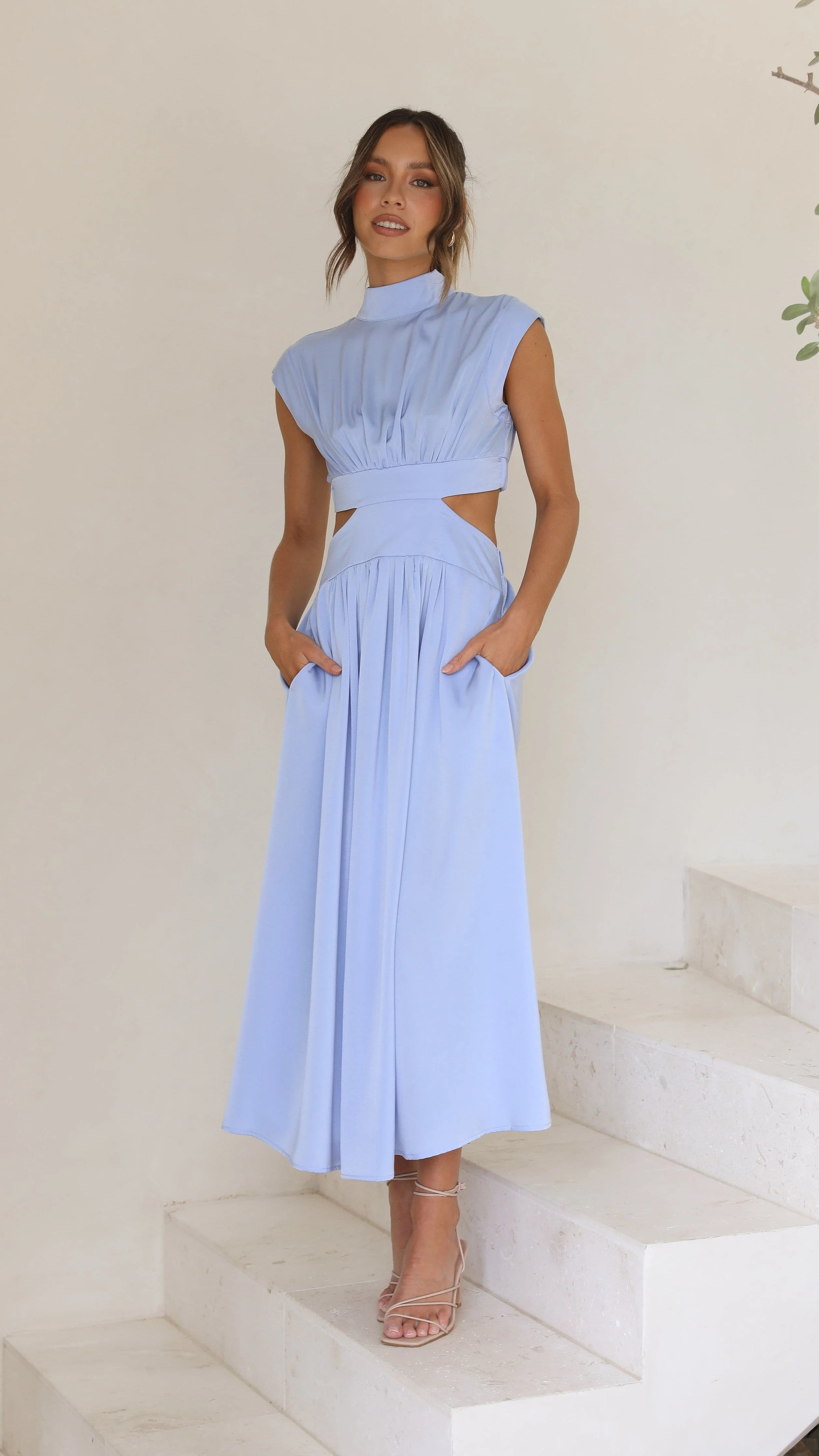 Cindie Midi Dress - Blue - necksoother