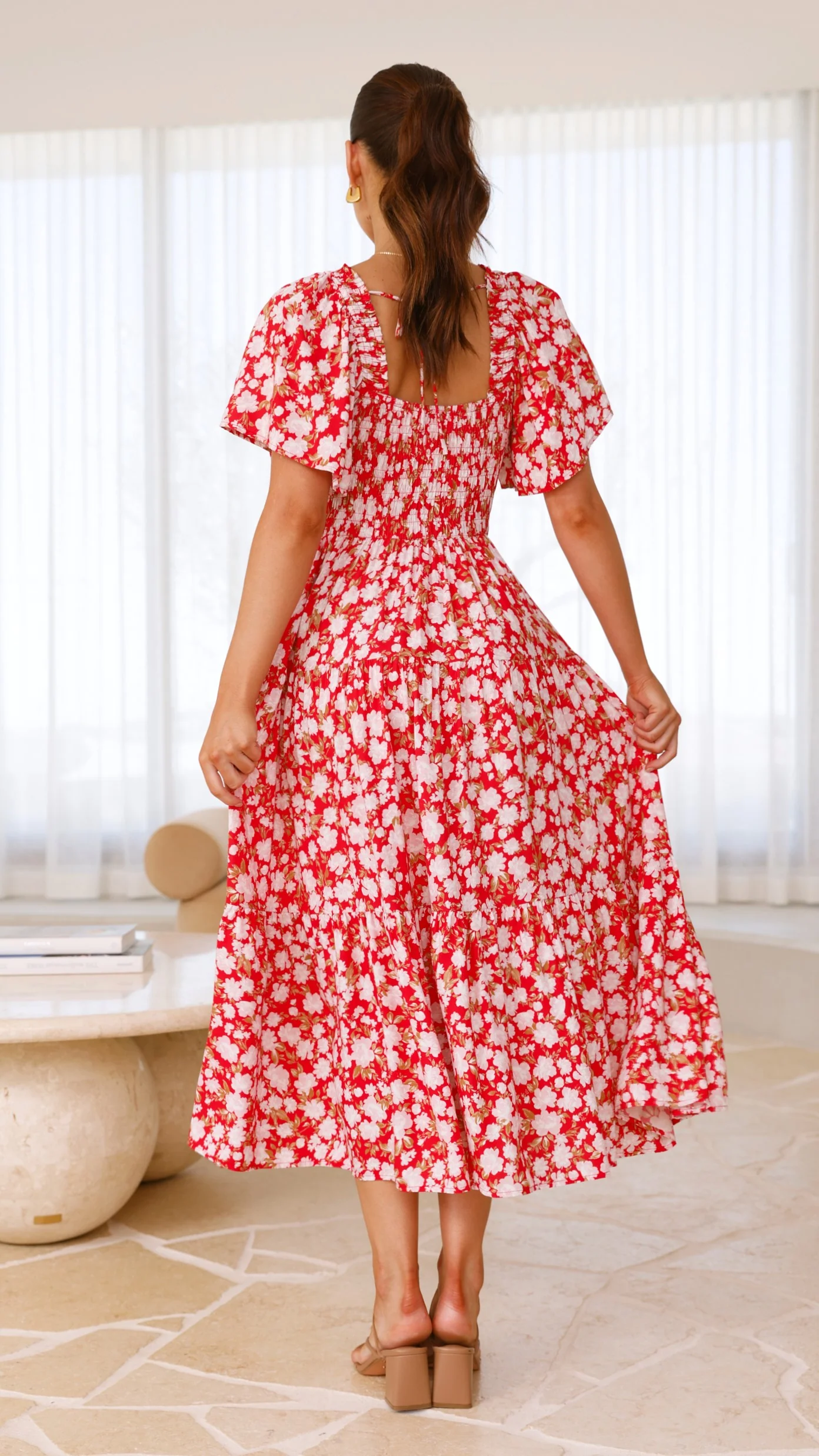 Sammi Midi Dress - Red Floral - necksoother