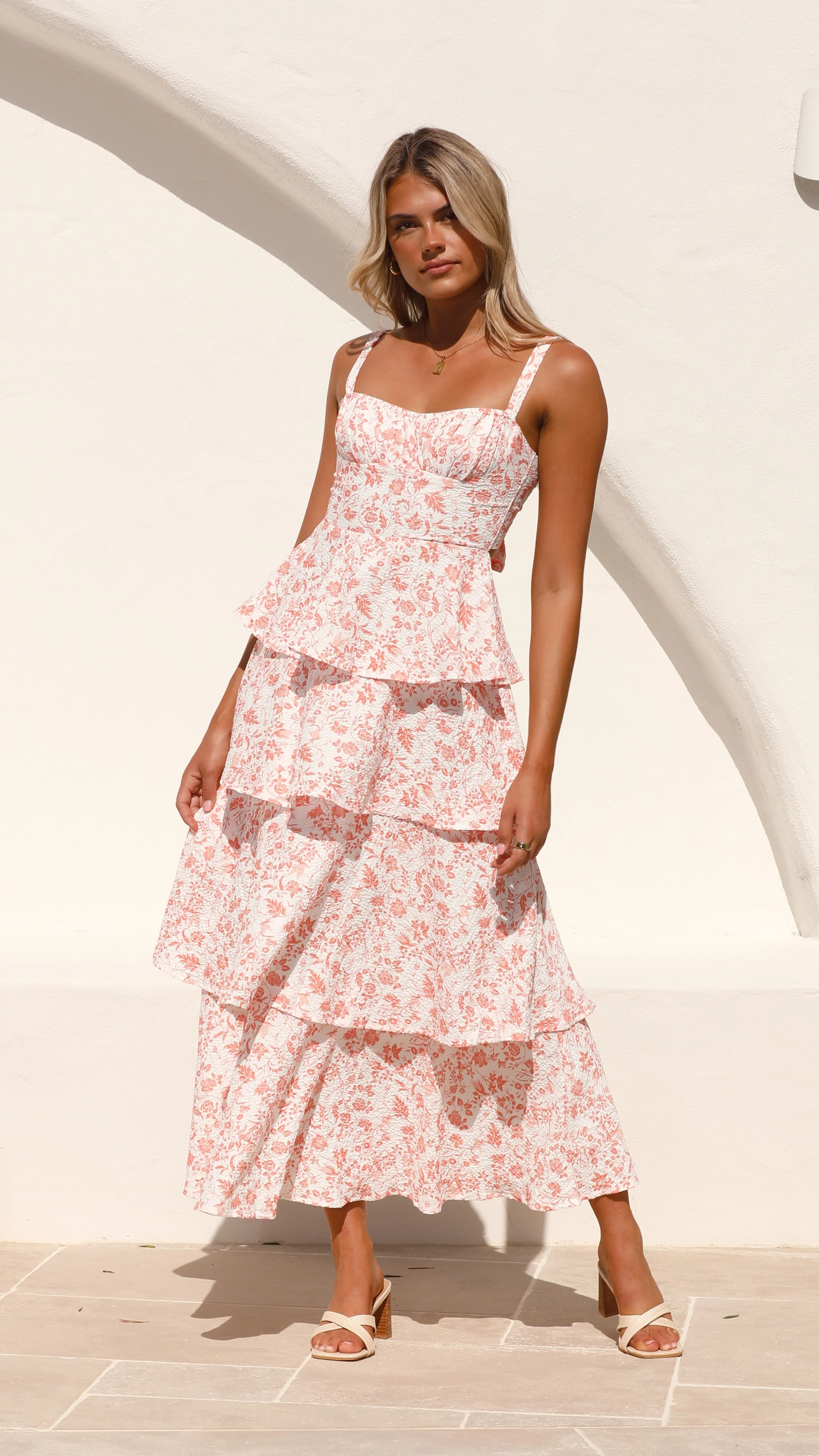 Page Maxi Dress - Peach Floral - necksoother