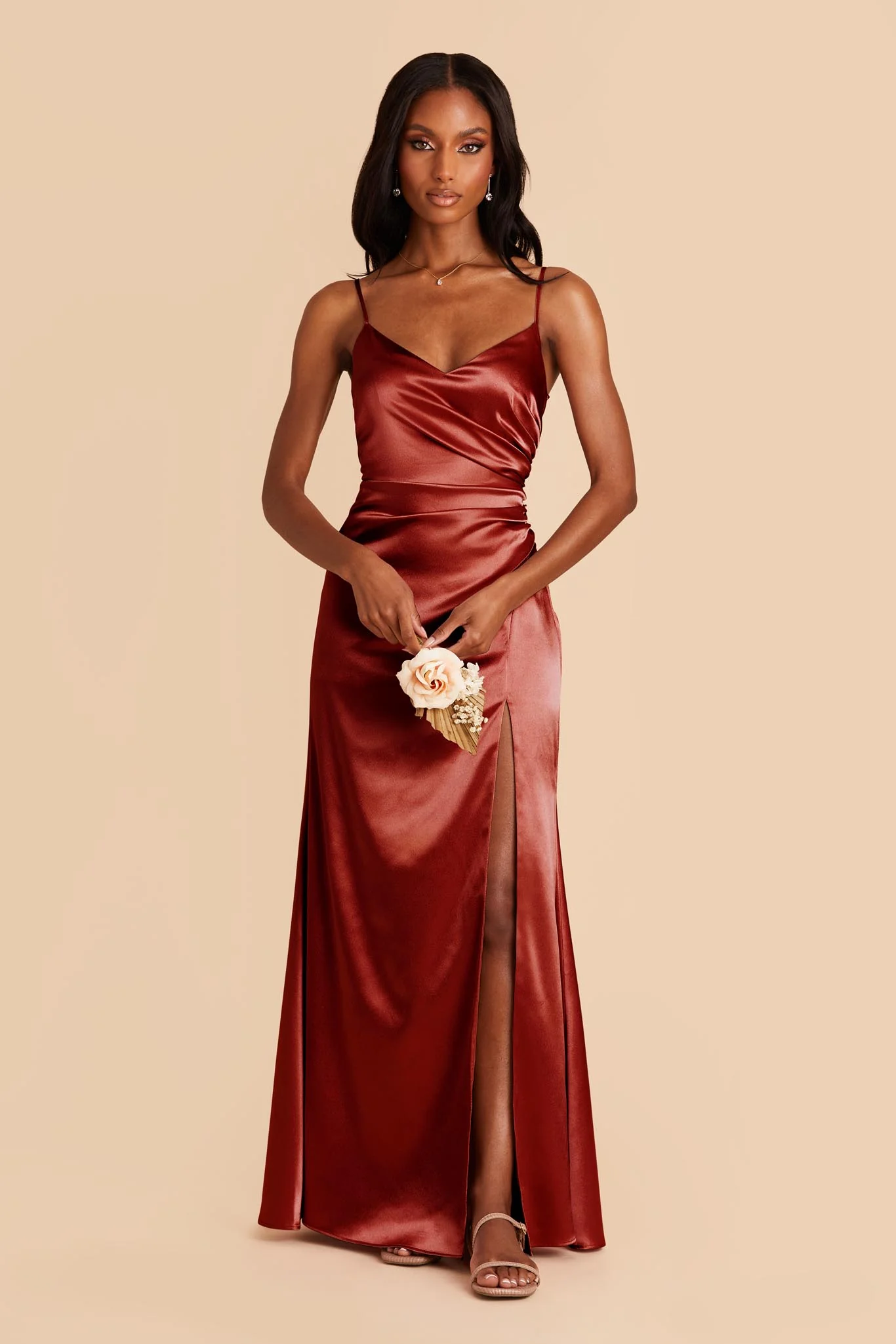 Catherine Shiny Satin Dress - Spice - necksoother