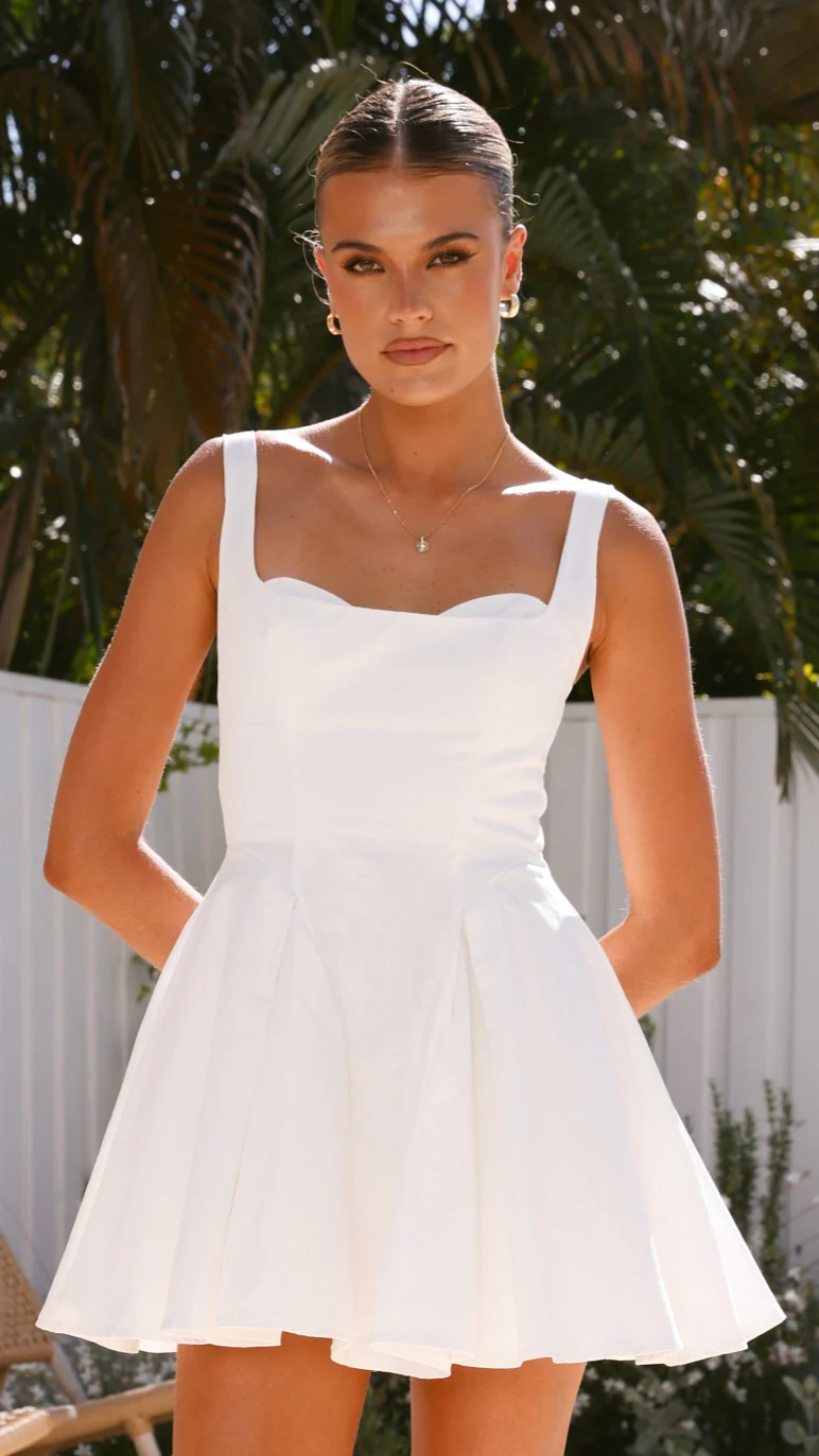 Oksana Mini Dress - White - necksoother