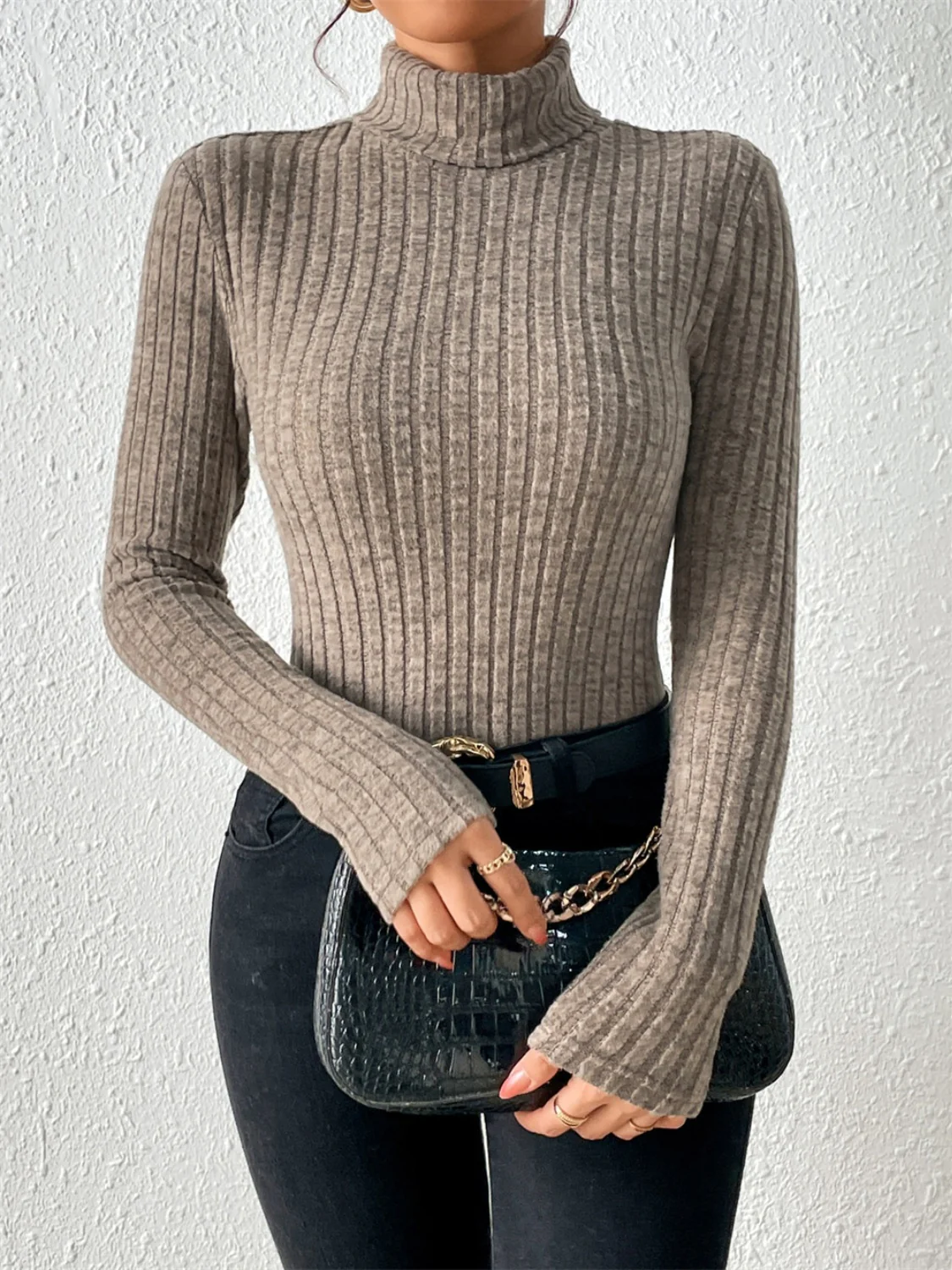 Turtleneck Long Sleeve T-Shirt - necksoother