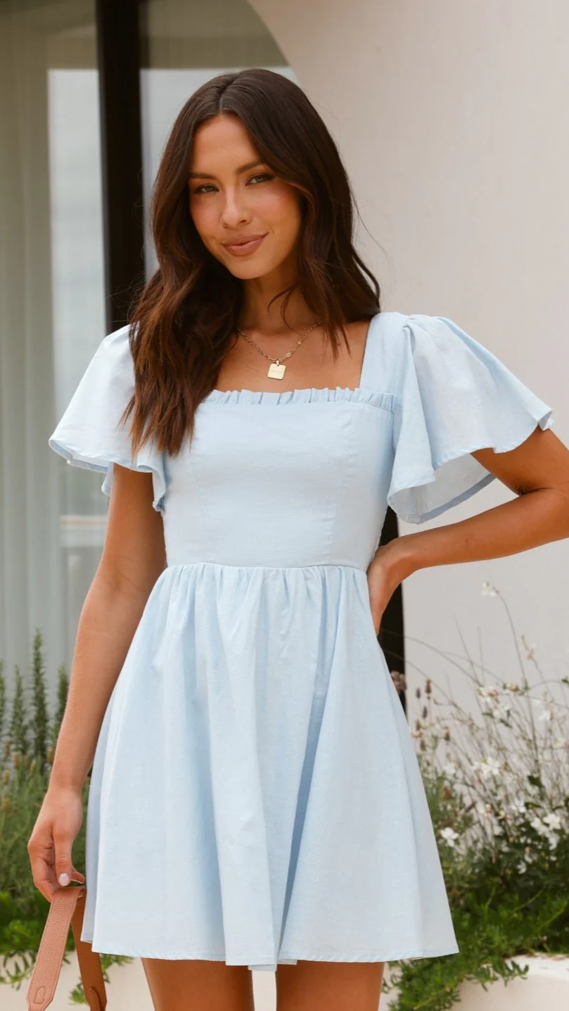 Pasha Mini Dress - Blue - necksoother
