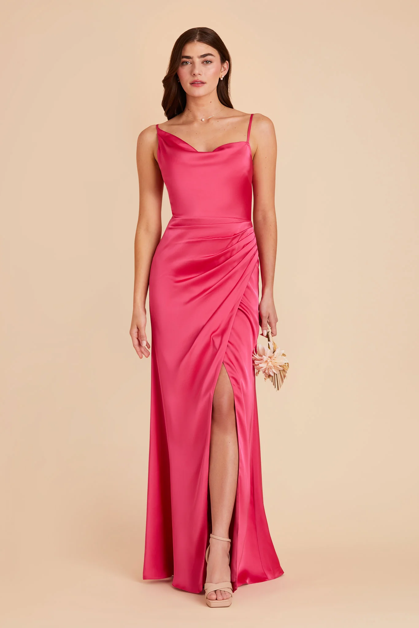 Jennifer Matte Satin Dress - Fuchsia - necksoother