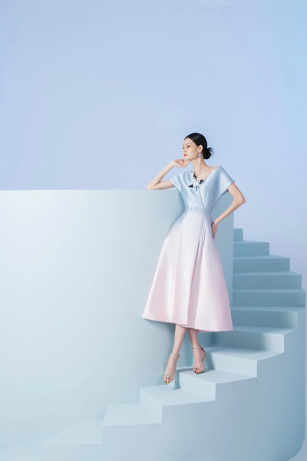 Endee Asymmetric Shoulder Dress - necksoother