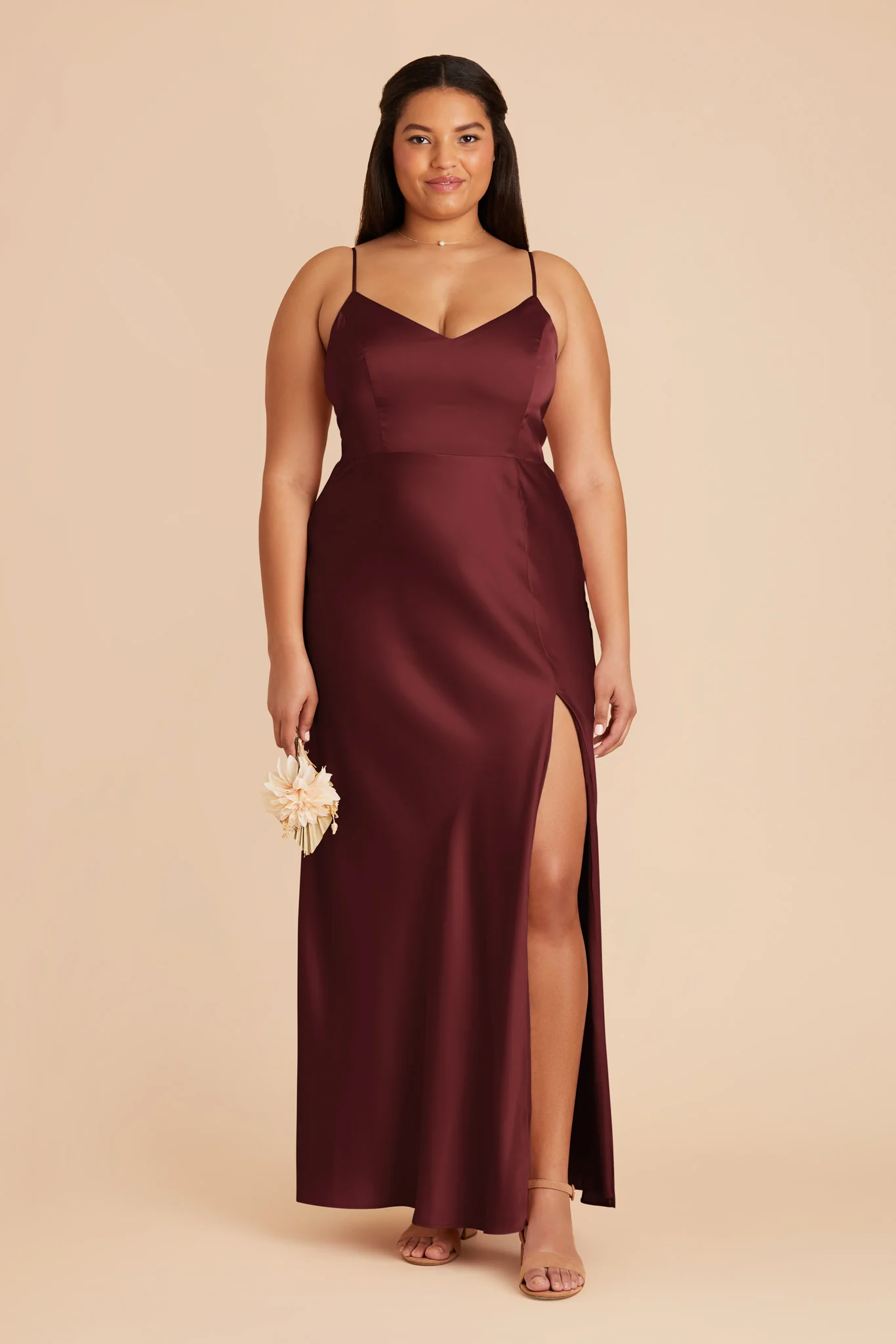 Jay Matte Satin Dress - Cabernet - necksoother
