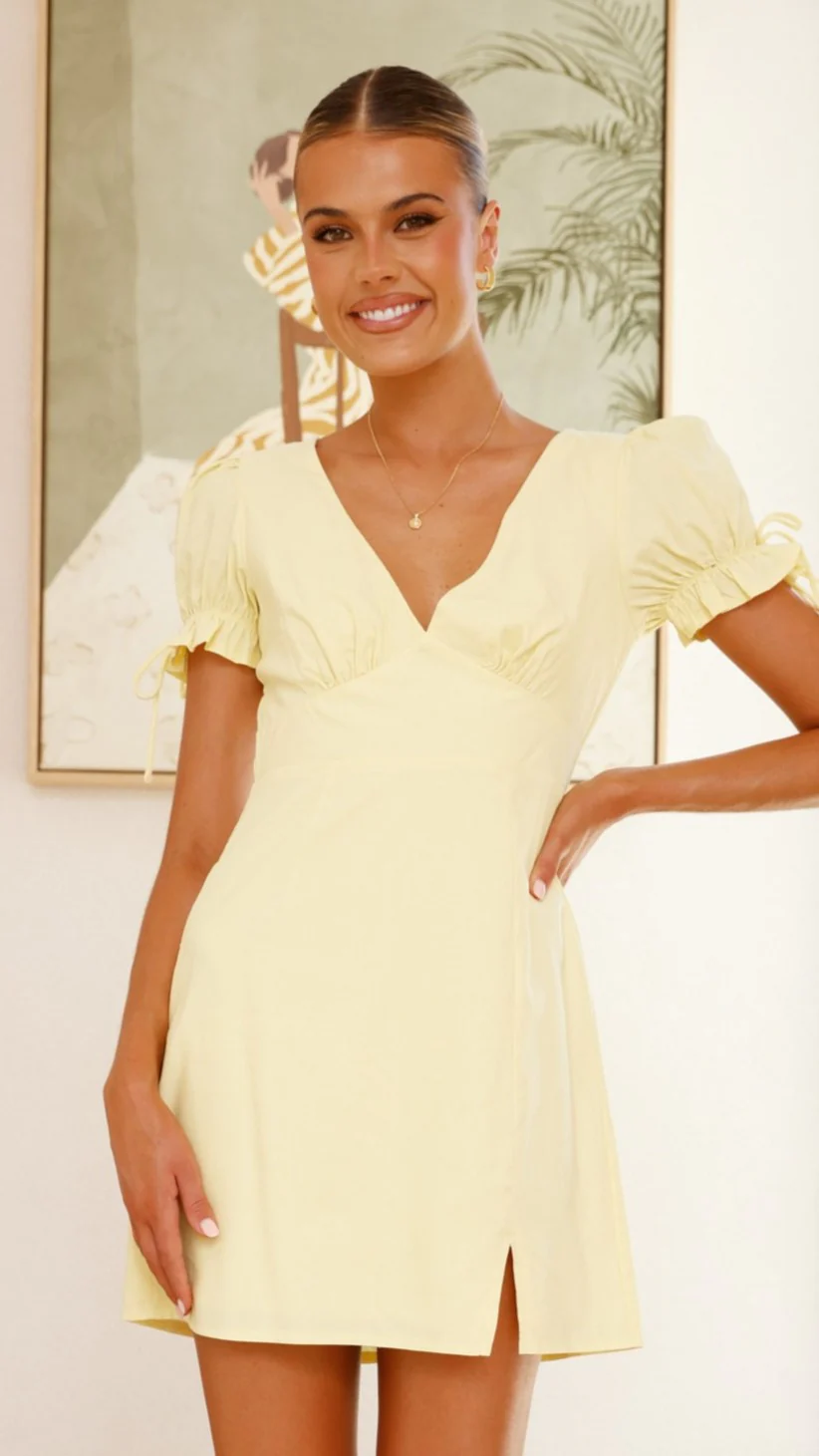 Breigh Mini Dress - Lemon - necksoother