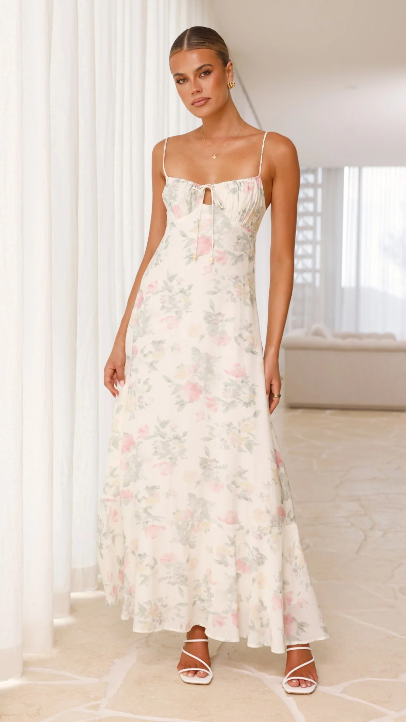 Nova Maxi Dress - White Floral - necksoother