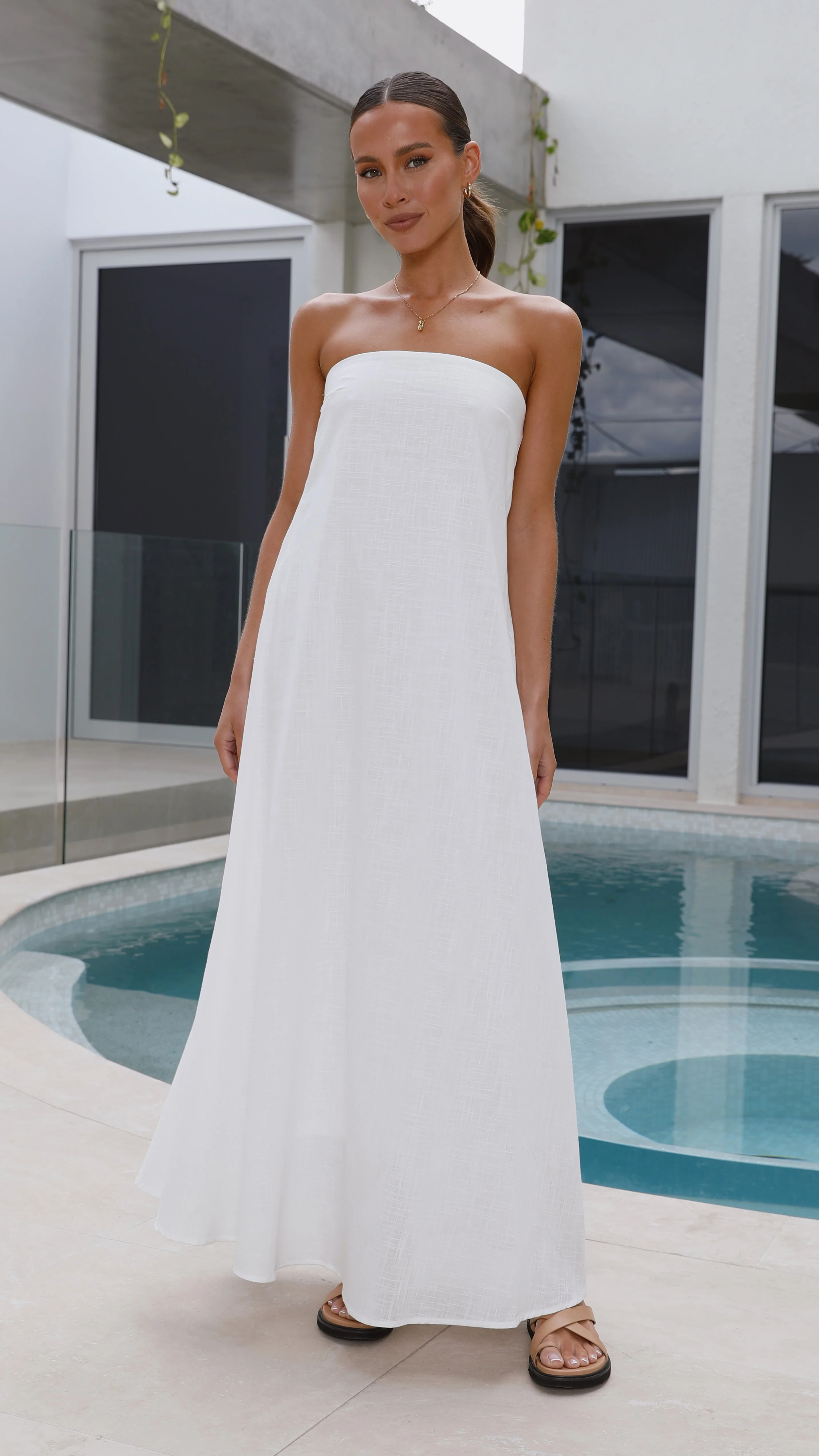 Connie Maxi Dress - White - necksoother