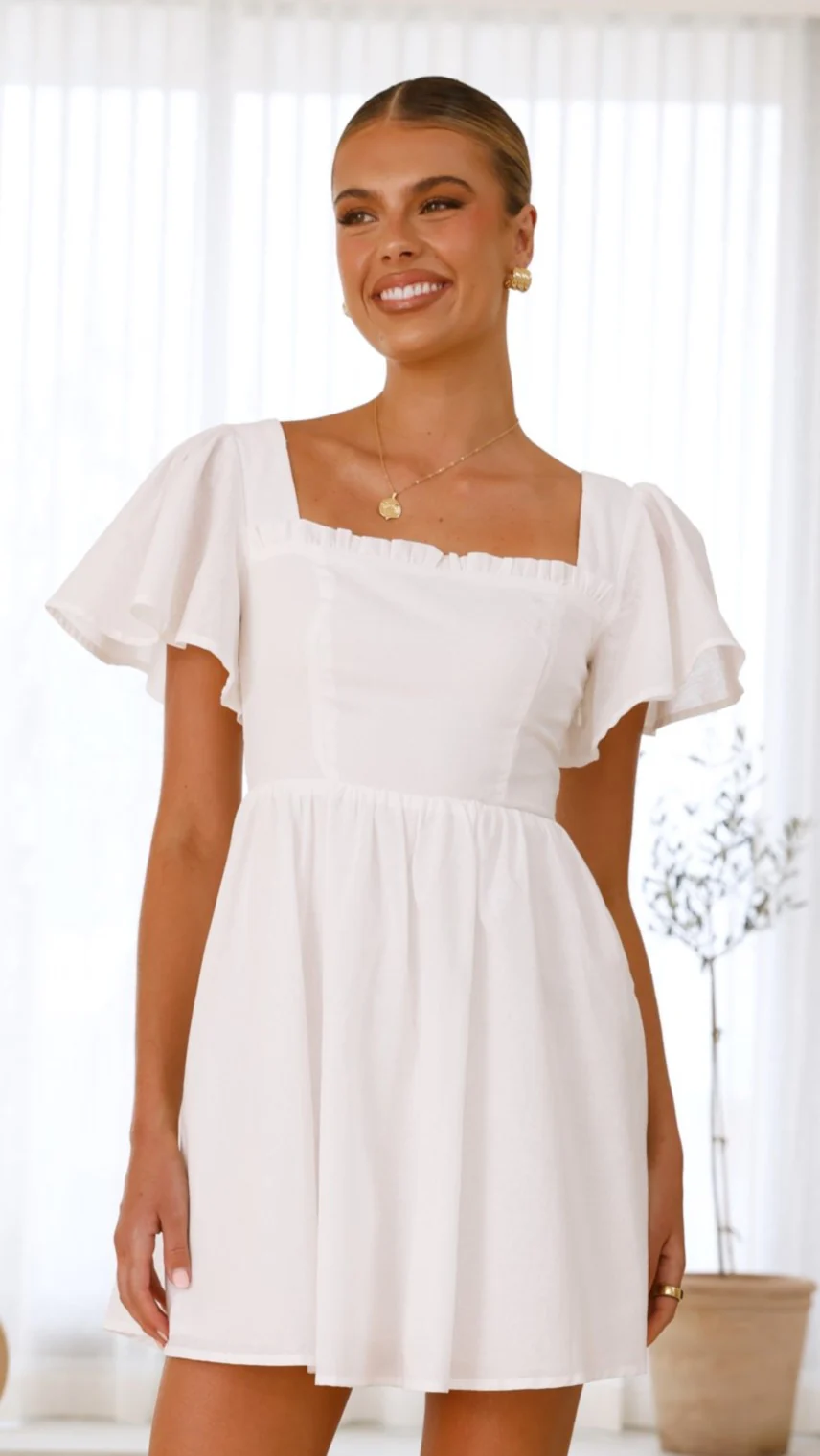 Pasha Mini Dress - White - necksoother