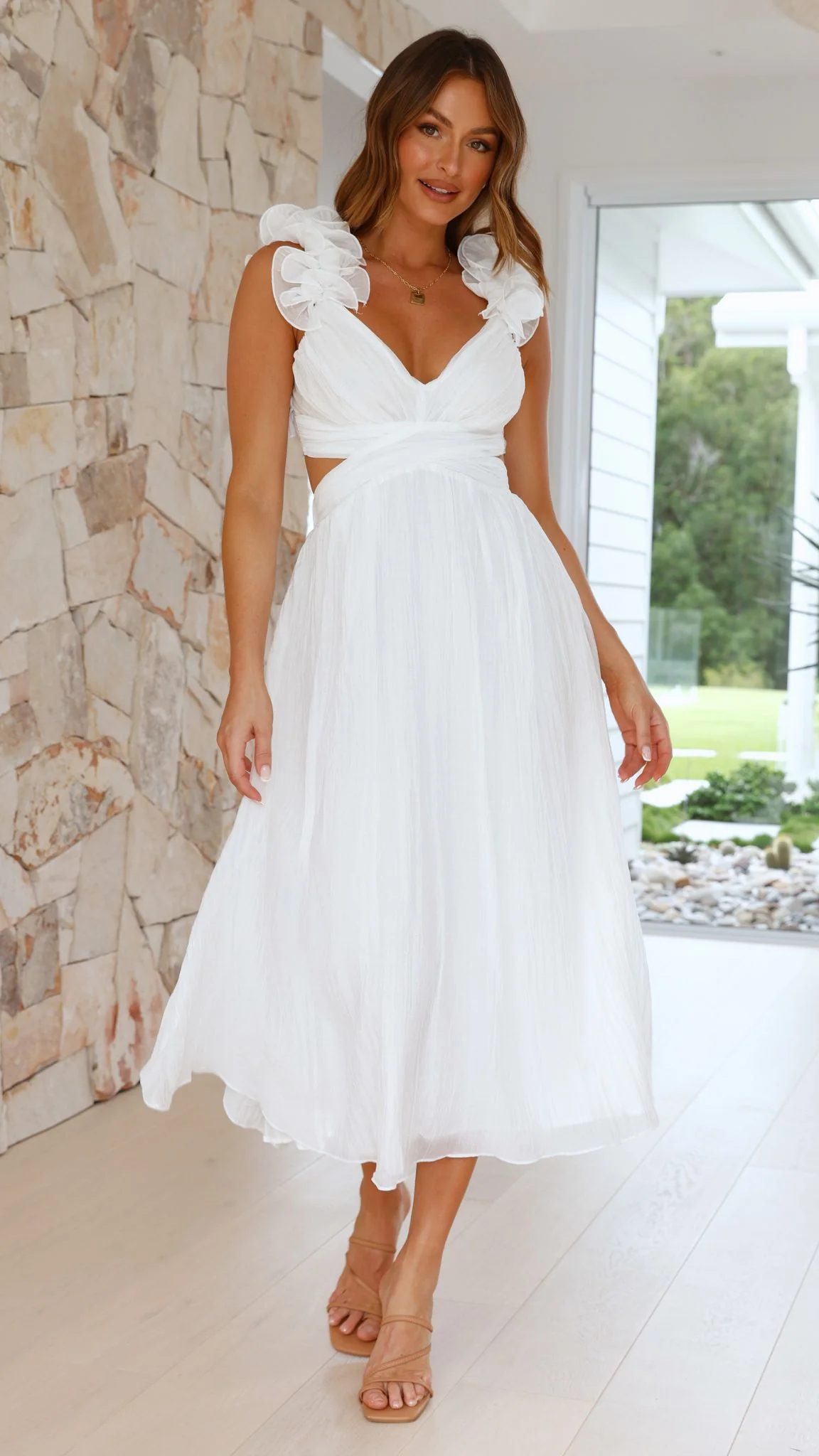 Cadell Maxi Dress - White - necksoother