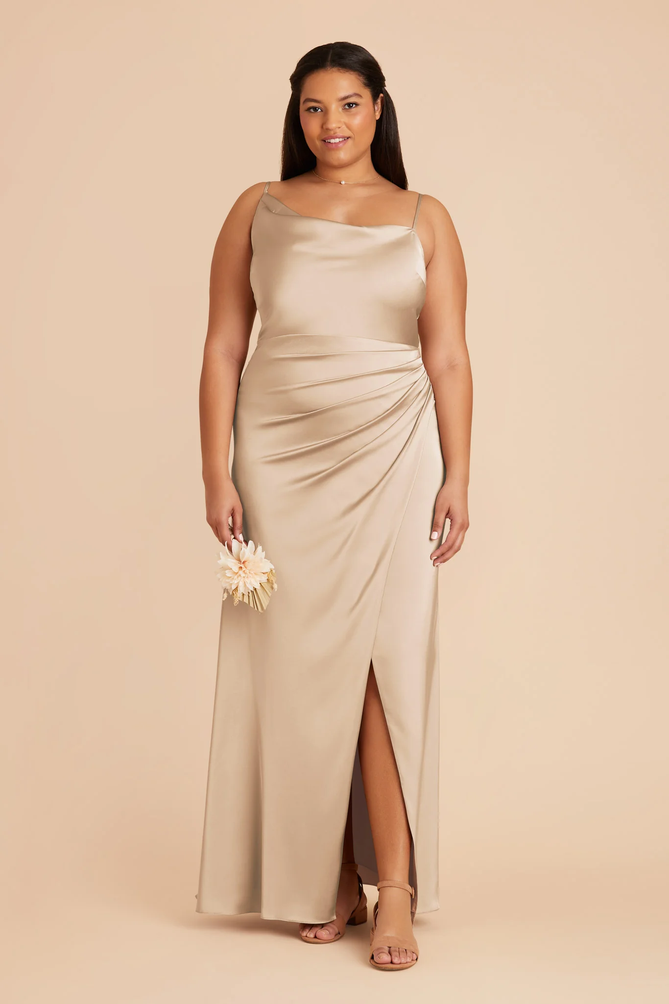 Jennifer Matte Satin Dress - Gold - necksoother