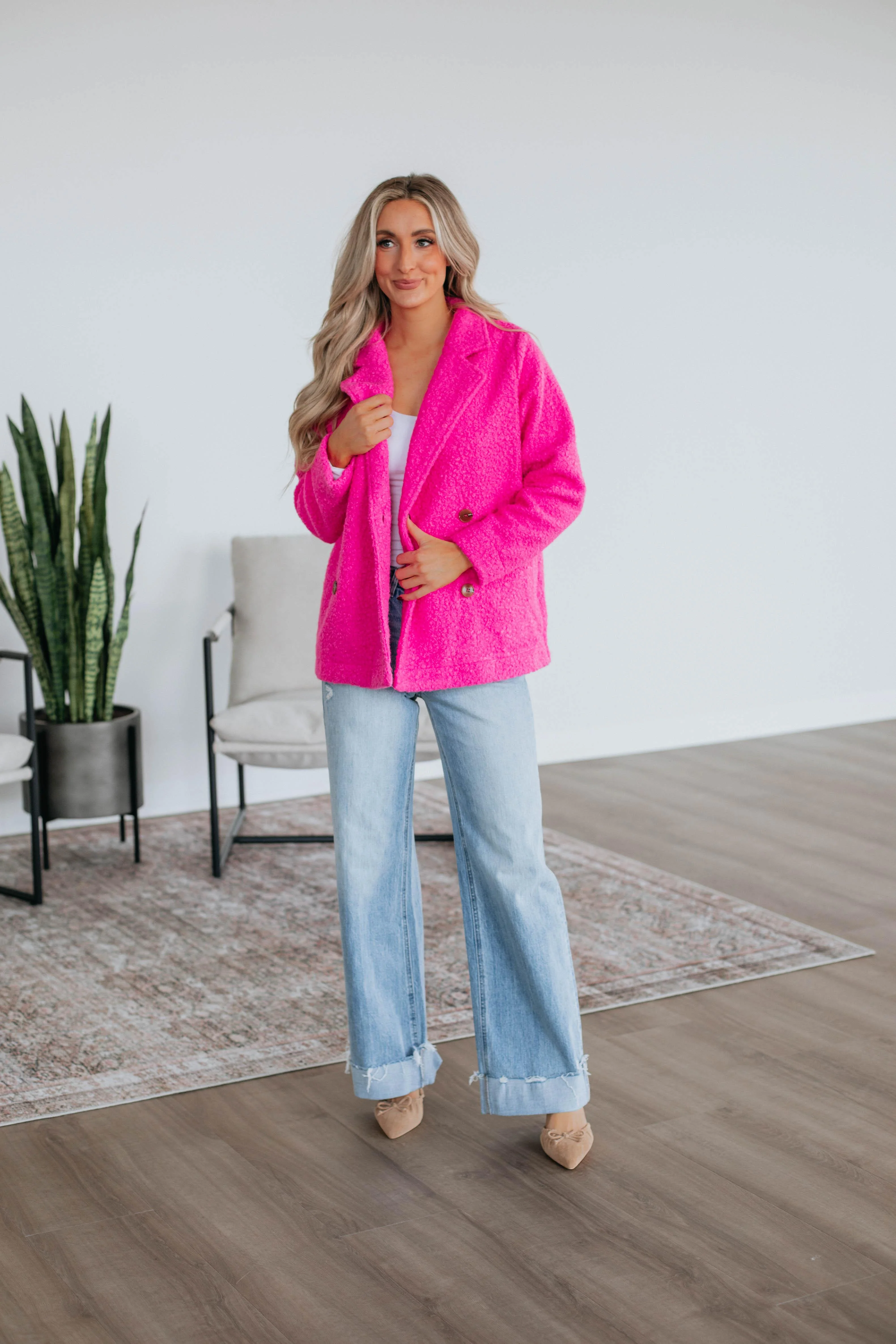 Ania Teddy Coat - Fuchsia - necksoother