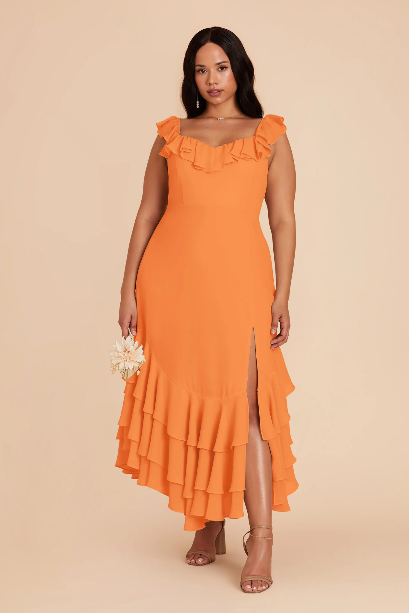 Ginny Chiffon Dress - Apricot - necksoother