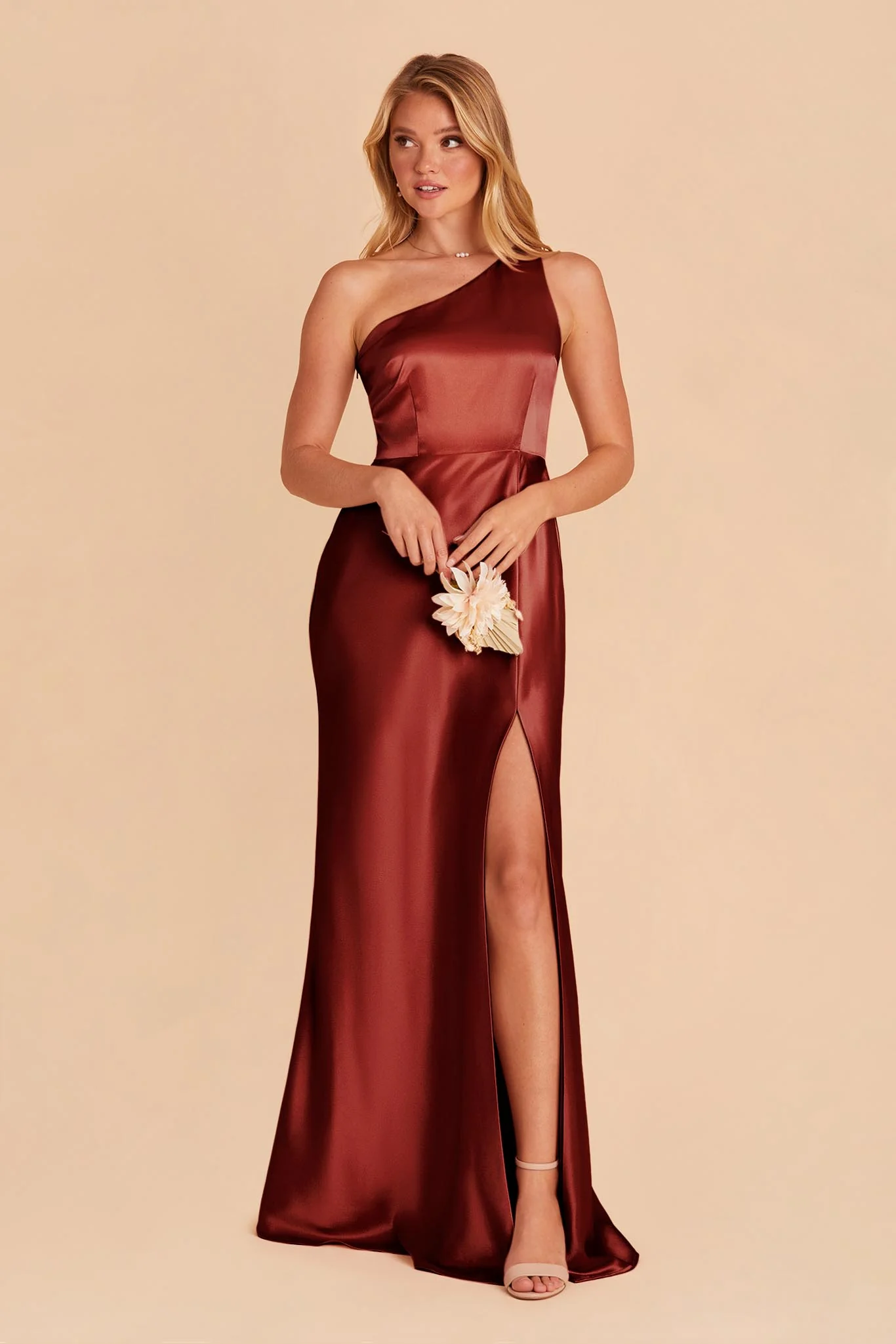 Kira Shiny Satin Dress - Spice - necksoother