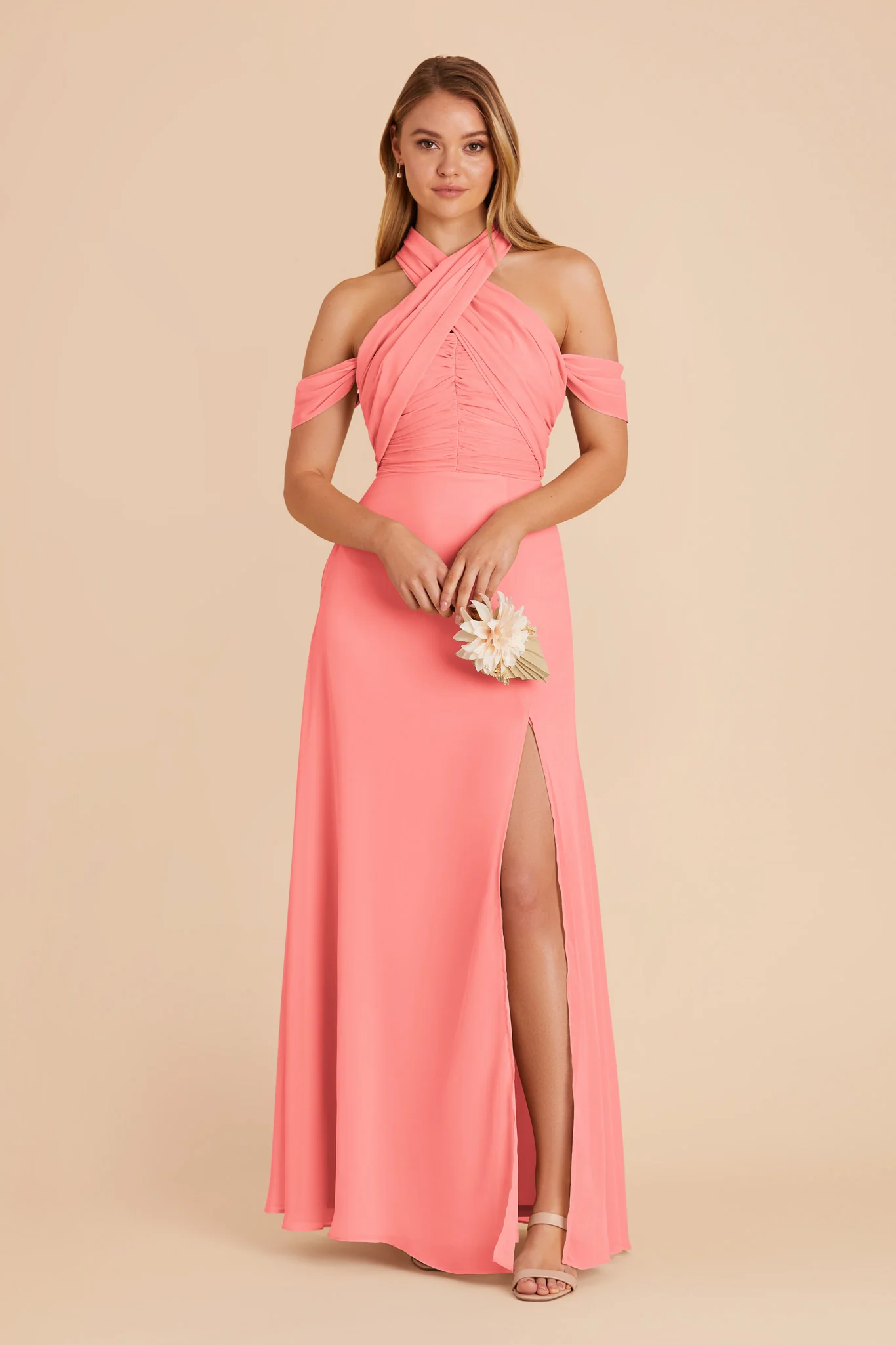 Cara Chiffon Dress - Coral Pink - necksoother