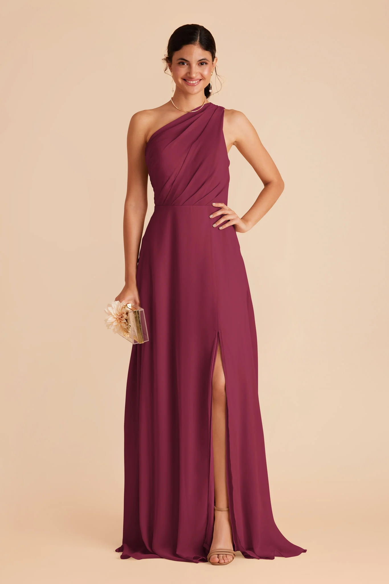 Kira Dress With Slit - Berry - necksoother