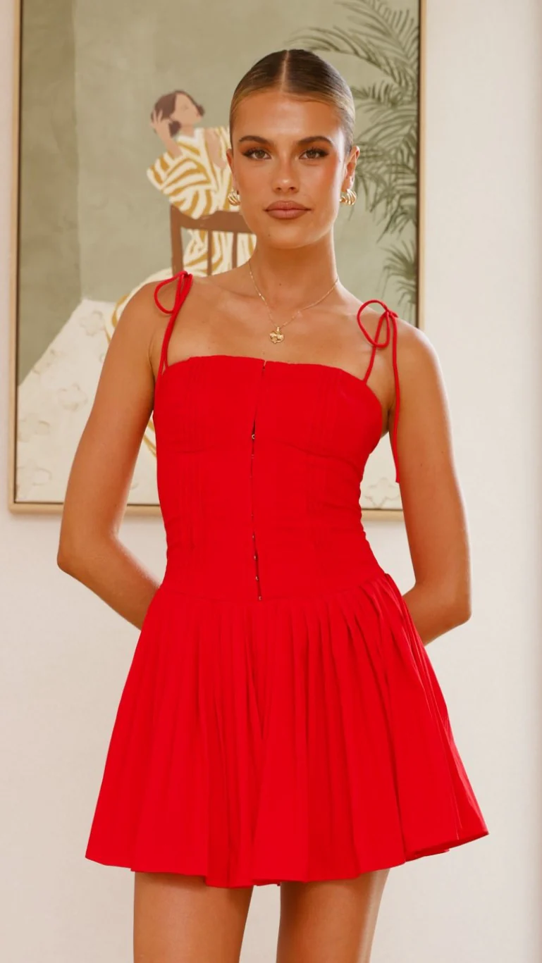 Bethi Mini Dress - Red - necksoother