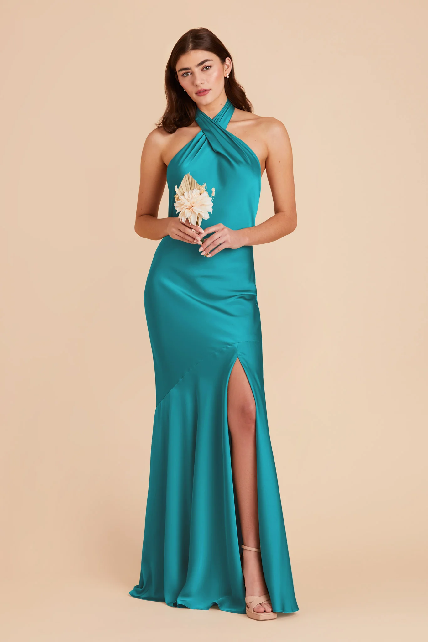 Stephanie Matte Satin Dress - Teal - necksoother