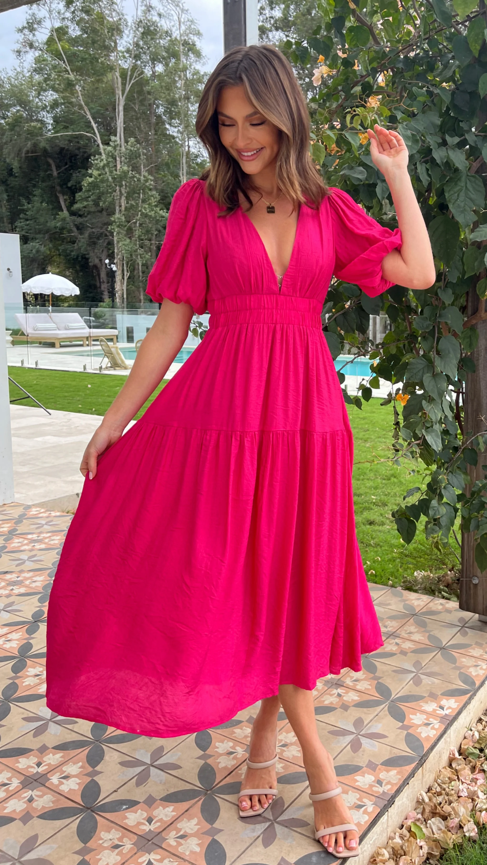 Erin Midi Dress - Magenta - necksoother