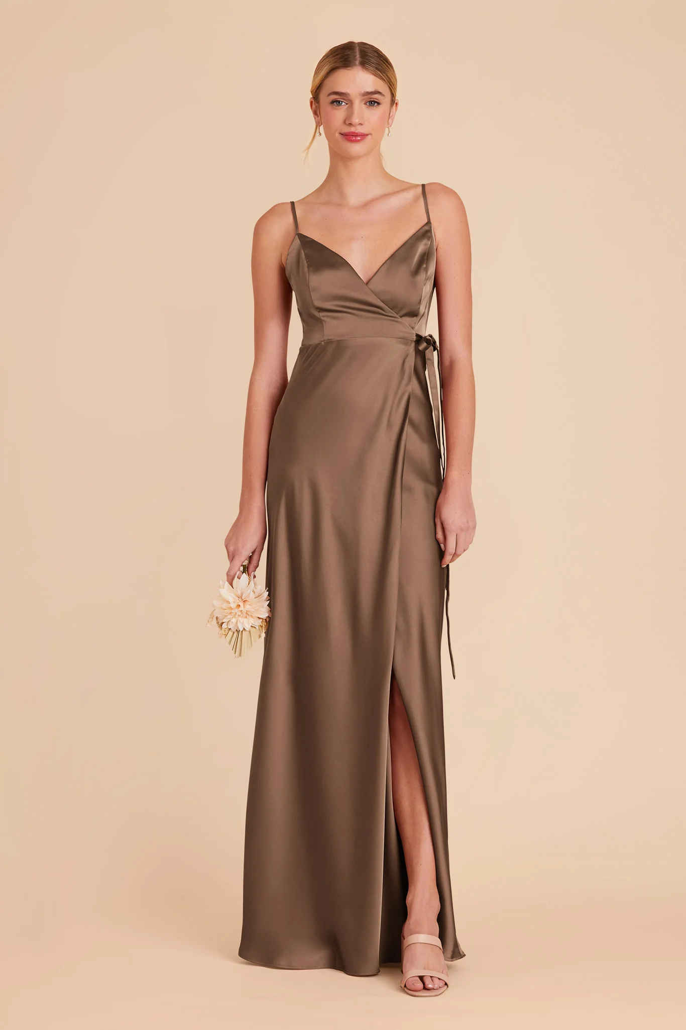 Cindy Matte Satin Dress - Mocha - necksoother