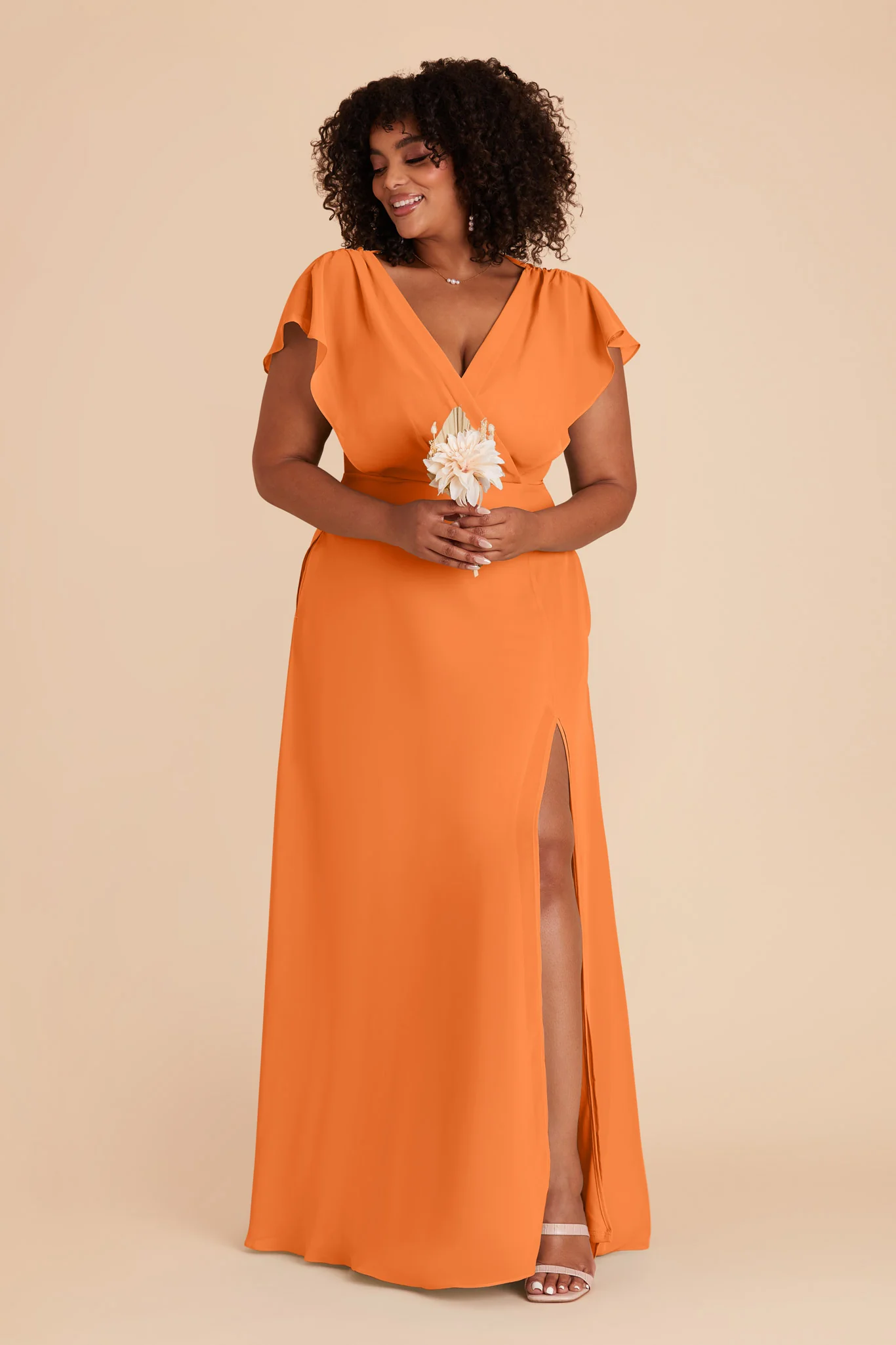Violet Chiffon Dress - Apricot - necksoother