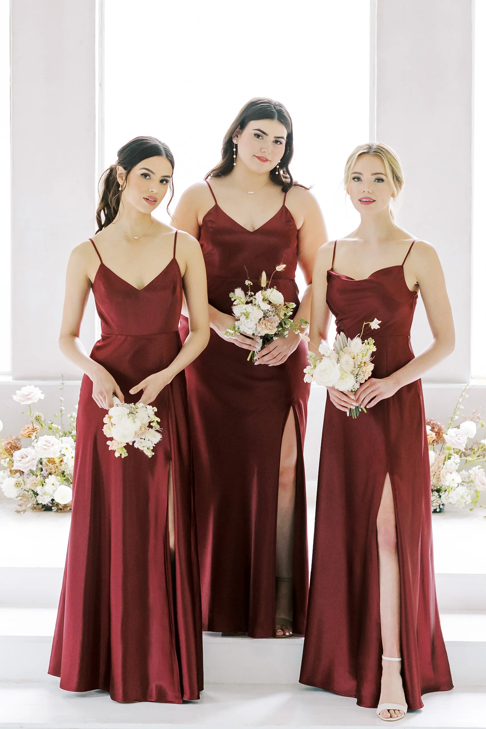 Jay Shiny Satin Dress - Cabernet - necksoother