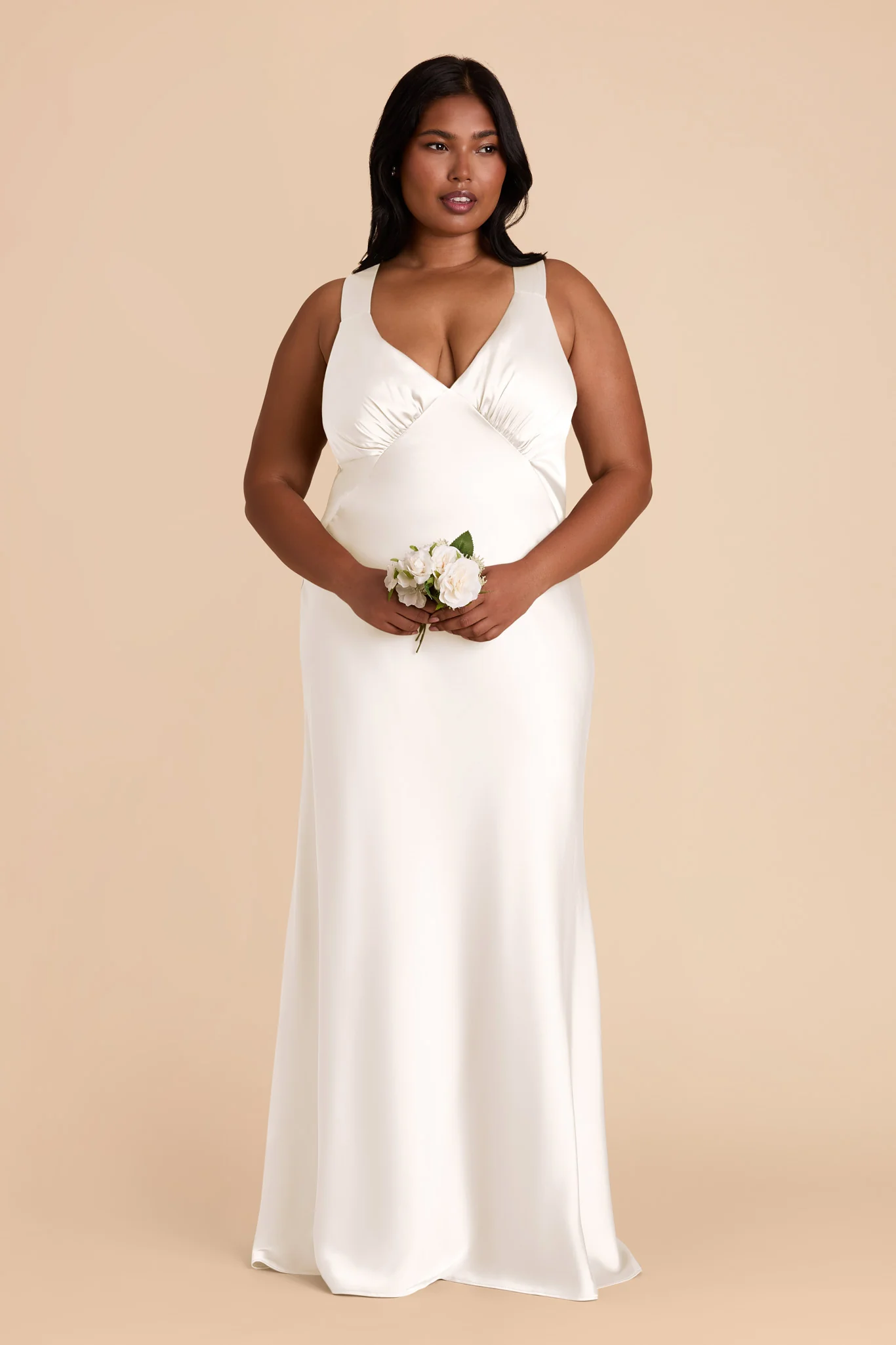 Veronica Matte Satin Dress - White - necksoother