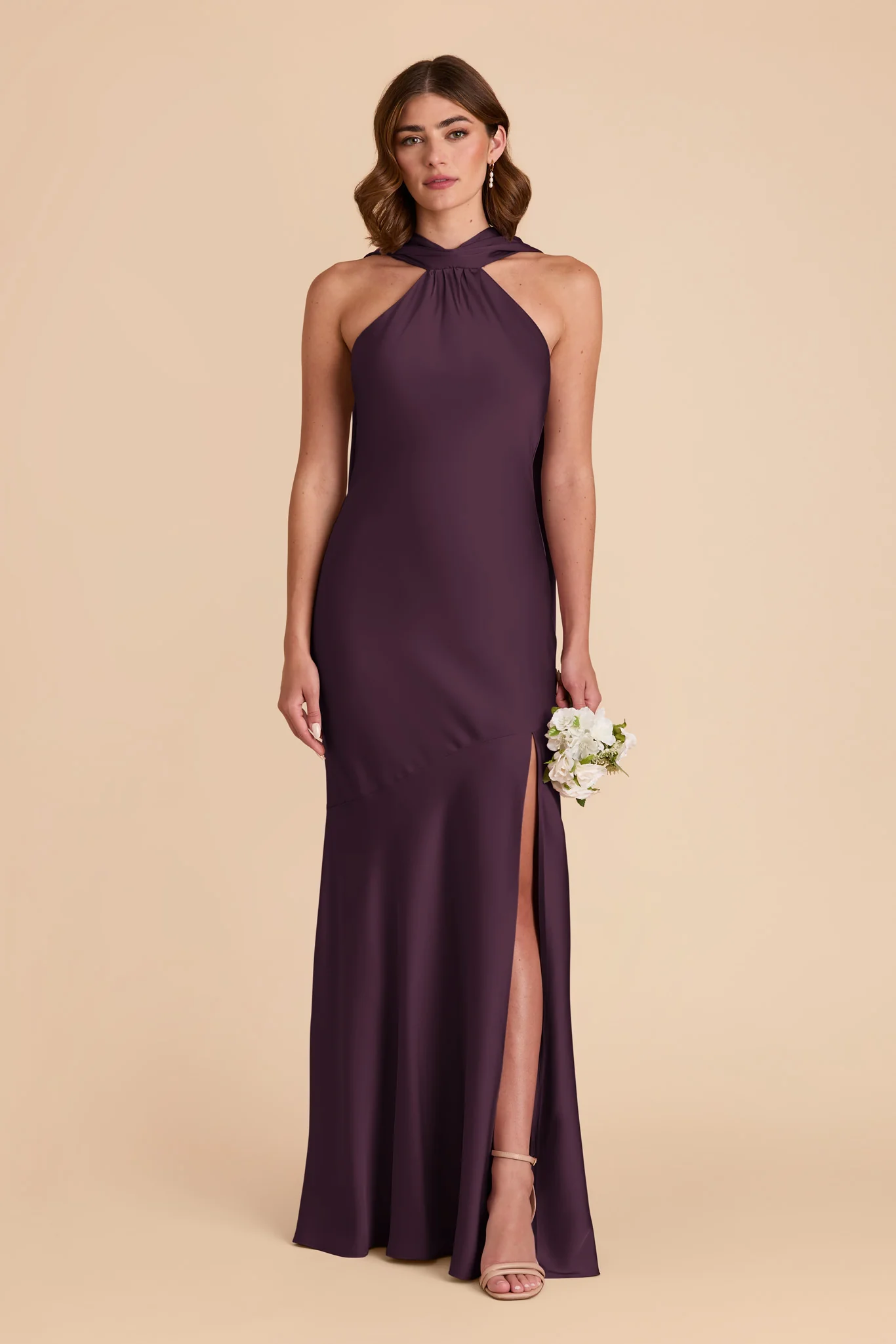 Eileen Matte Satin Dress - Plum - necksoother