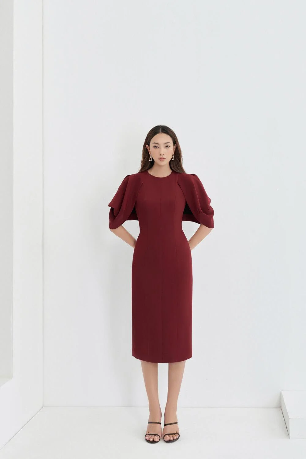 Shirina Cape Shoulders Dress - necksoother
