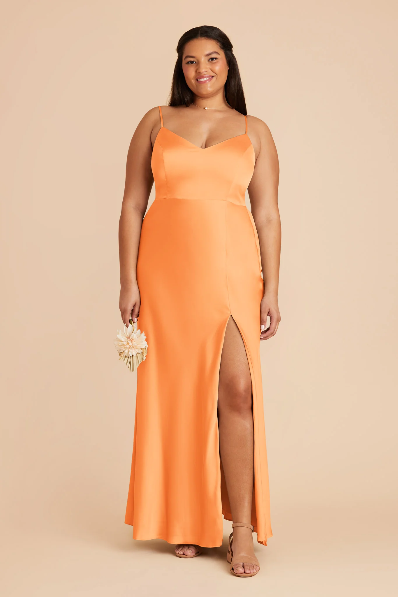 Jay Matte Satin Dress - Apricot - necksoother