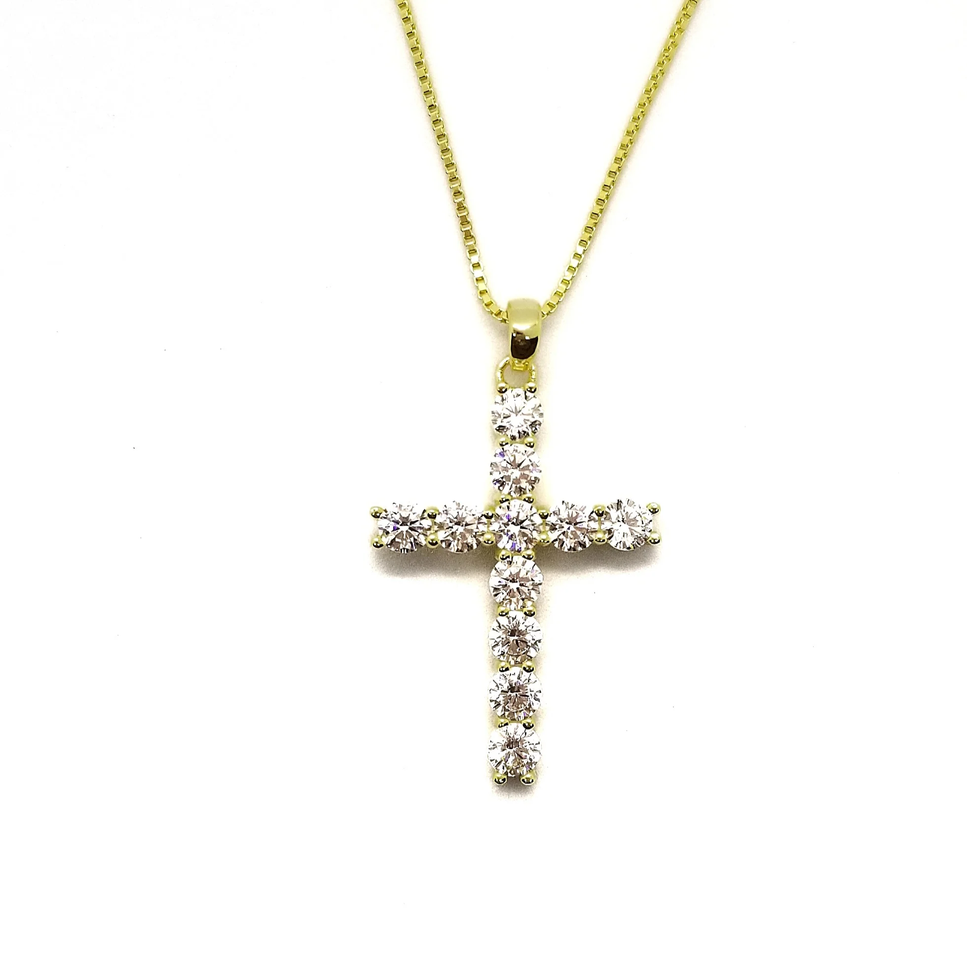 Crystal Cross Necklace (Gold or Silver)