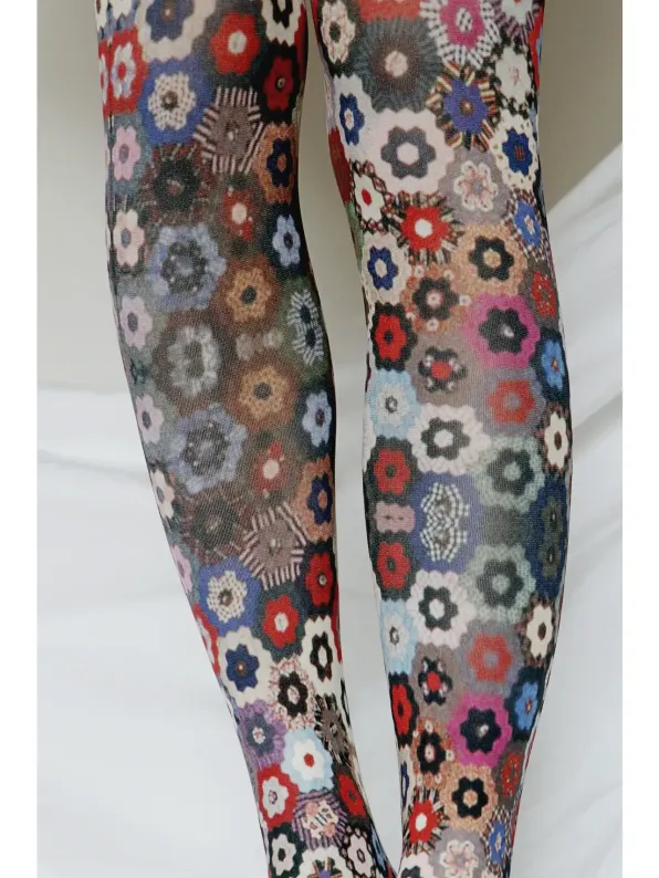 Honeycomb Quilt printed Art Tights