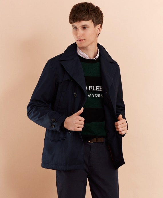 Lightweight Cotton Twill Peacoat - Brooks Brothers Outlet