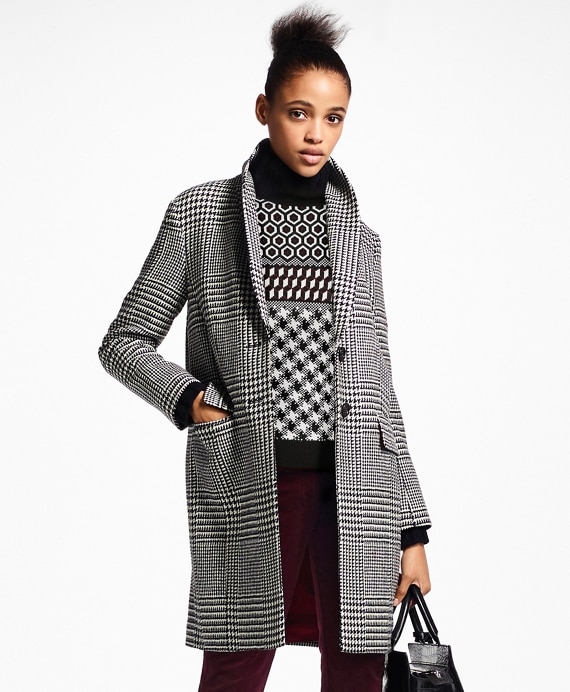 Glen Plaid Wool Cocoon Coat - Brooks Brothers Factory Outlet