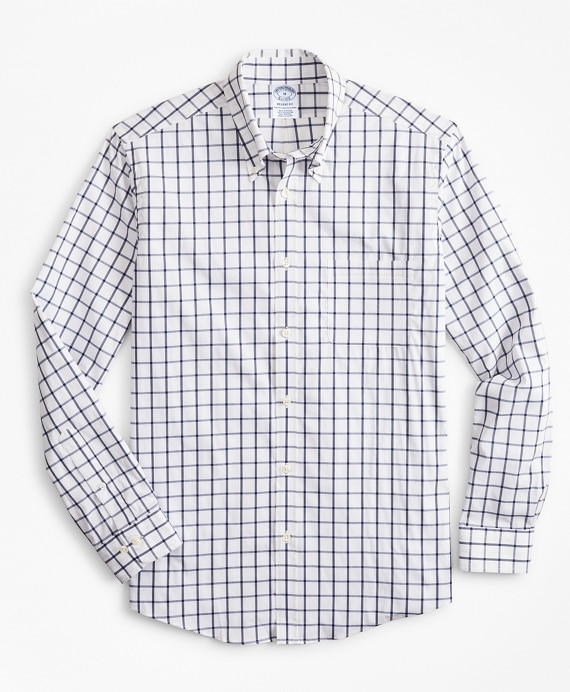 Regent Fitted Sport Shirt, Performance Series with COOLMAX&reg;, Windowpane - Brooks Brothers Outlet
