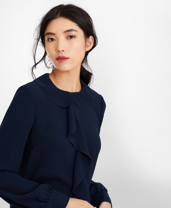Crepe Ruffled Blouse - Brooks Brothers Outlet