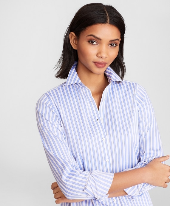 Classic-Fit Striped Stretch Cotton Sateen Dobby Luxury Shirt - Brooks Brothers Outlet